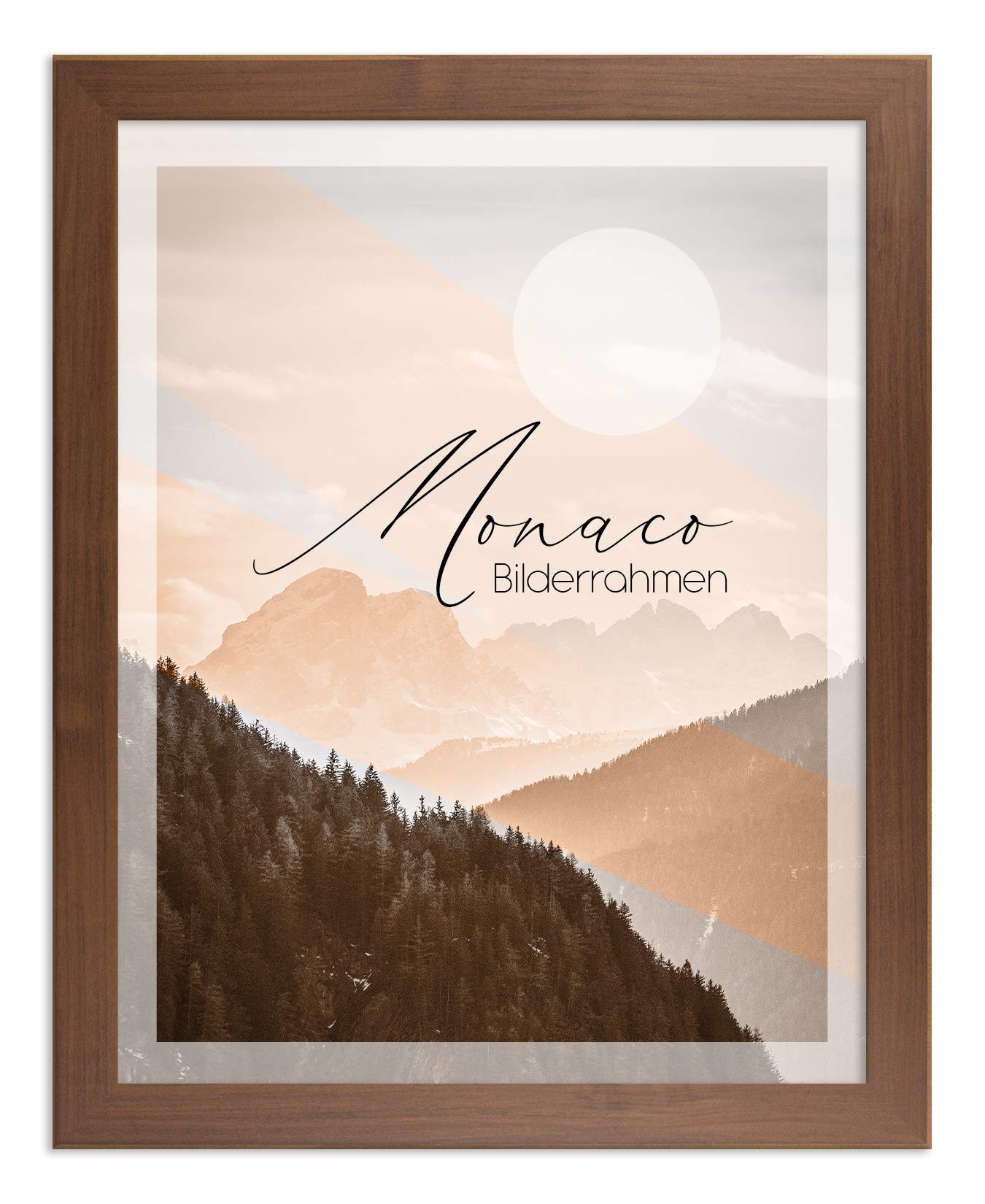 BIRAPA Monaco Bilderrahmen Holz 60x60 cm Nussbaum Dunkel - Wechselrahmen Bilderrahmen Plexiglas - für Fotos, Bilder & Poster