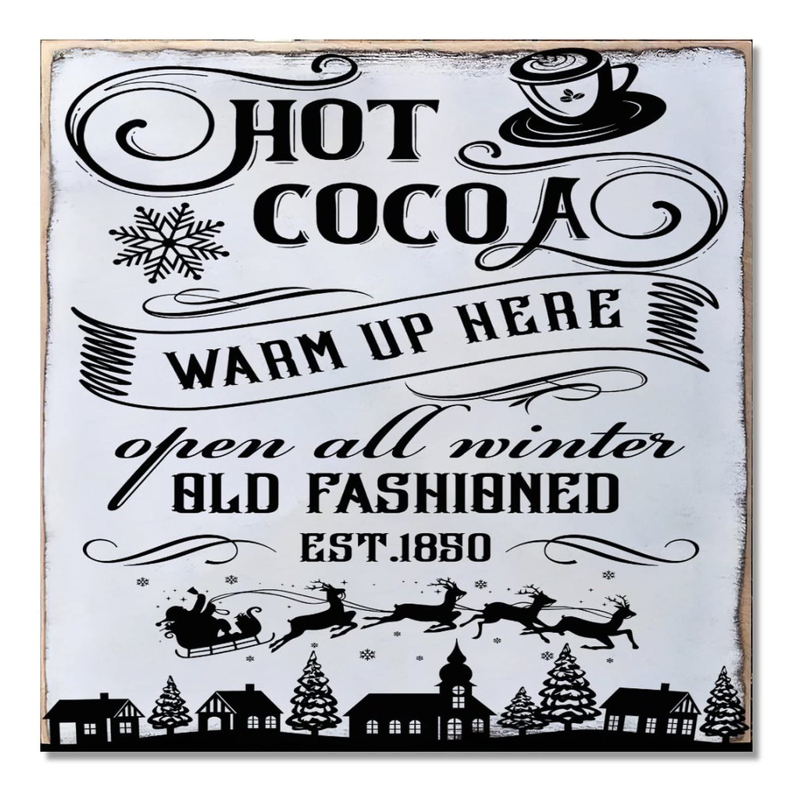 Panneau à suspendre de Noël Hot Cocoa 40x40 cm pour déco de fête
