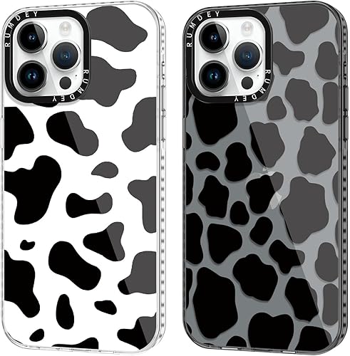 RUMDEY 2 Pack Cute Coquette Pattern for iPhone 14 Pro Max 6.7" Phone Case, Cow P