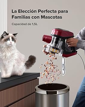 Vexilar C8 Aspiradora con Cable Potente Succión 60KPa/600W,Aspiradora con 7 Metros de Cable,Aspirador 3-en-1, 1,5L Depósito de Polvo,Aspirador Vertical para Pelo de Mascota/Alfombras/Suelos/Coche3