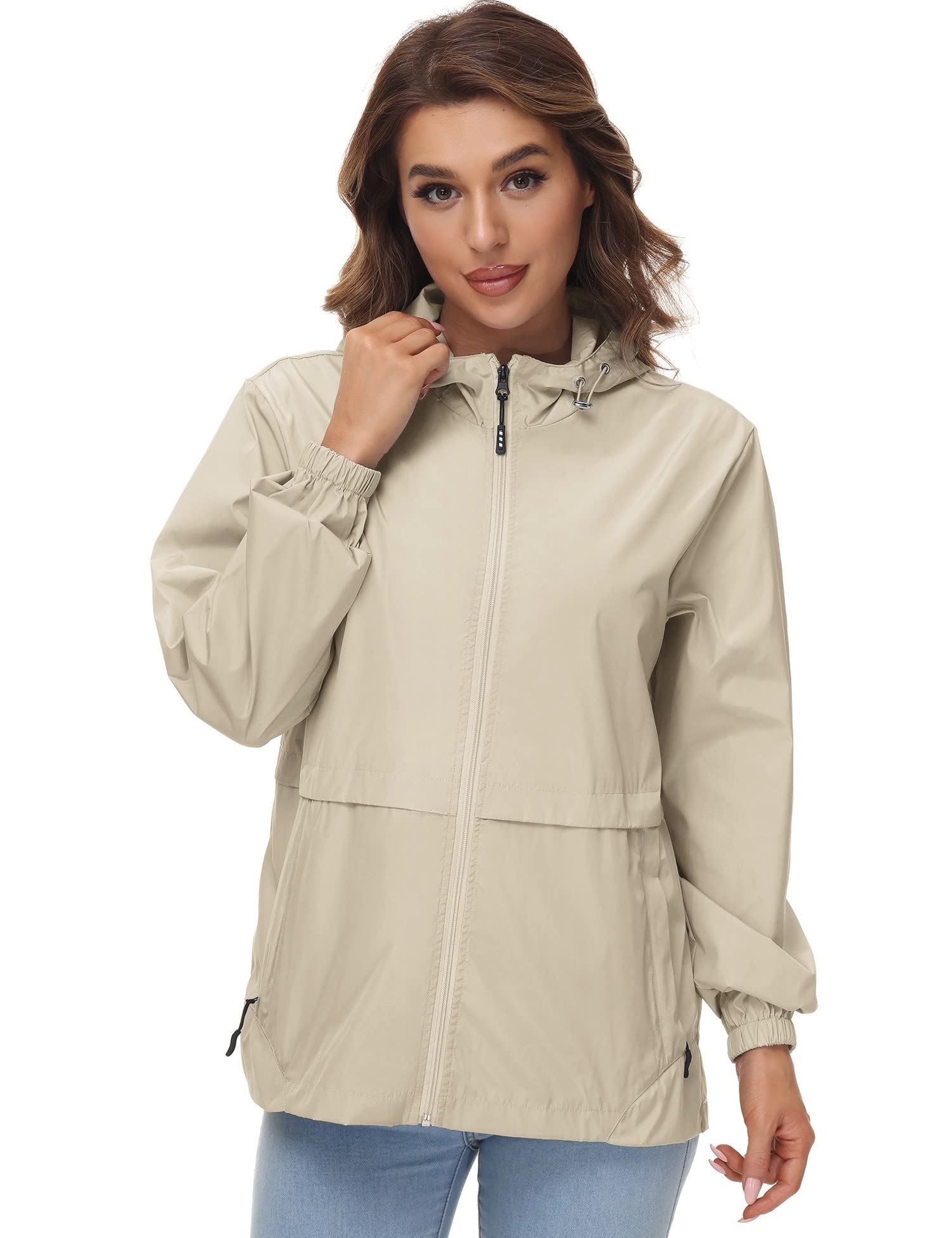 Chaqueta impermeable ligera para mujer, cortavientos con capucha plegable para actividades al aire libre — view 5
