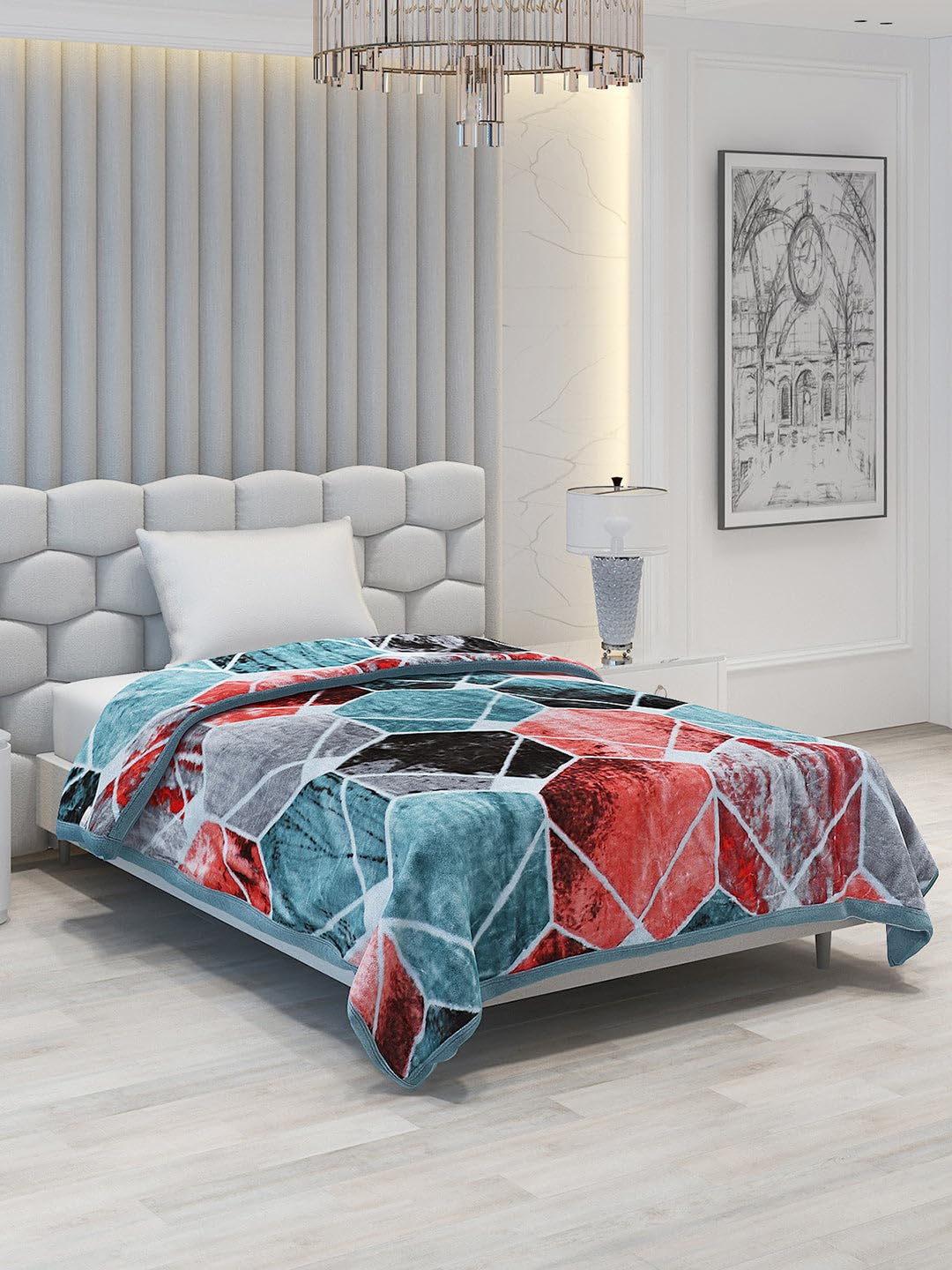 Monte Carlo Winter Single Bed Blanket Bling 2 Ply 1051 GSM | 4 KG (Width 1.60 M X Length 2.20 M) Blue Red-image-8