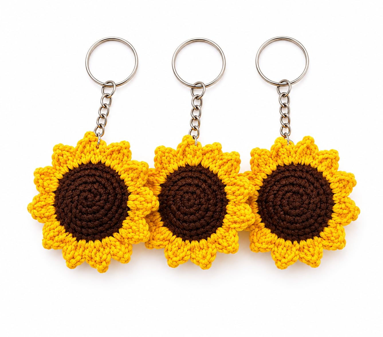 Handmade Crochet Sunflower Keychain Pack of 3-picture-43