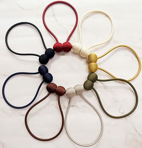 Miniatura 7 de Alzapaños magnéticos fuertes para cortinas, soportes decorativos para cortinas tejidas, hebillas y cuerdas para cortinas (azul, 4 unidades)