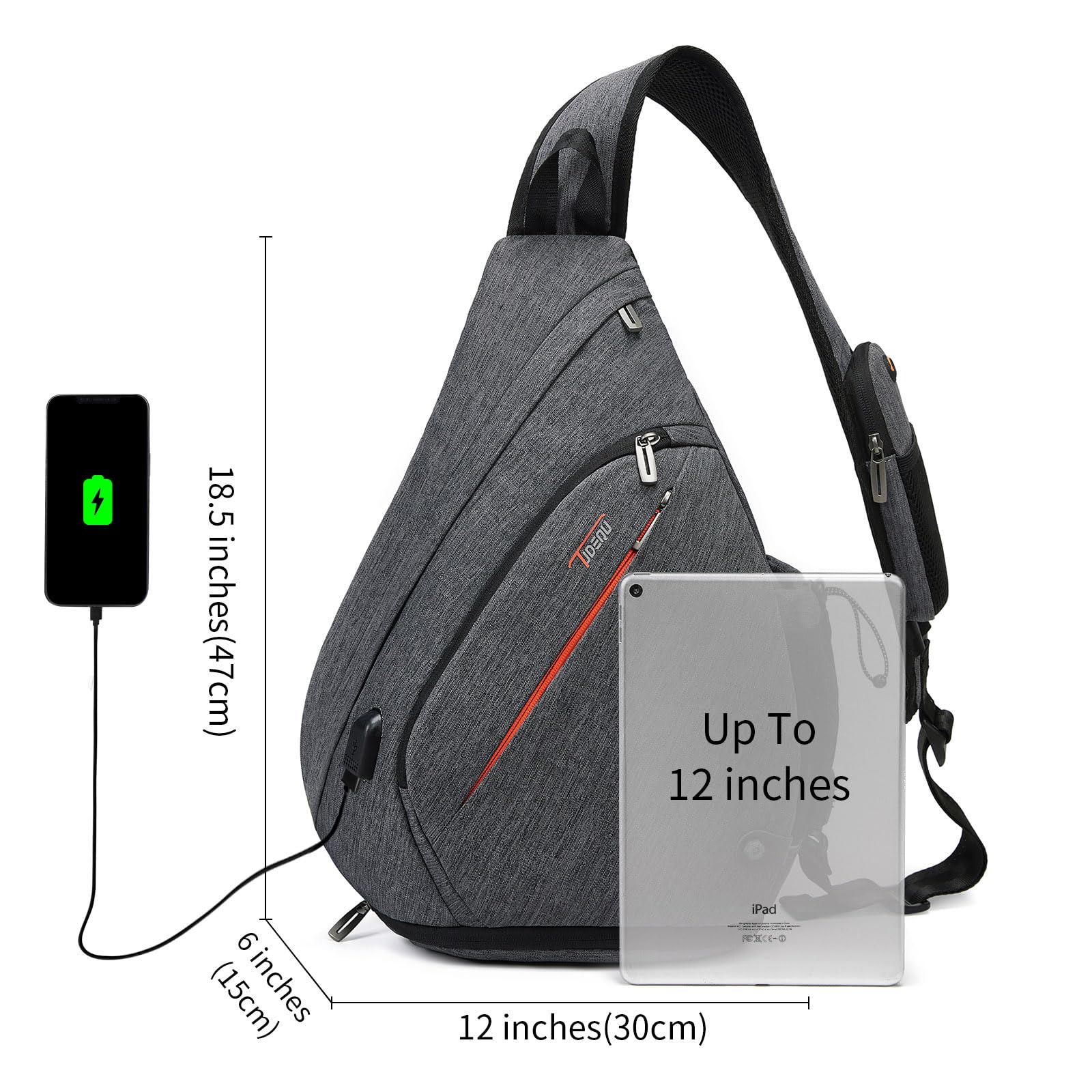 TUDEQU Zaino Monospalla per Uomini, Zaino a Tracolla con 8 Tasche, Borsa a Tracolla da Uomo da 19L, Pacchetto a Tracolla