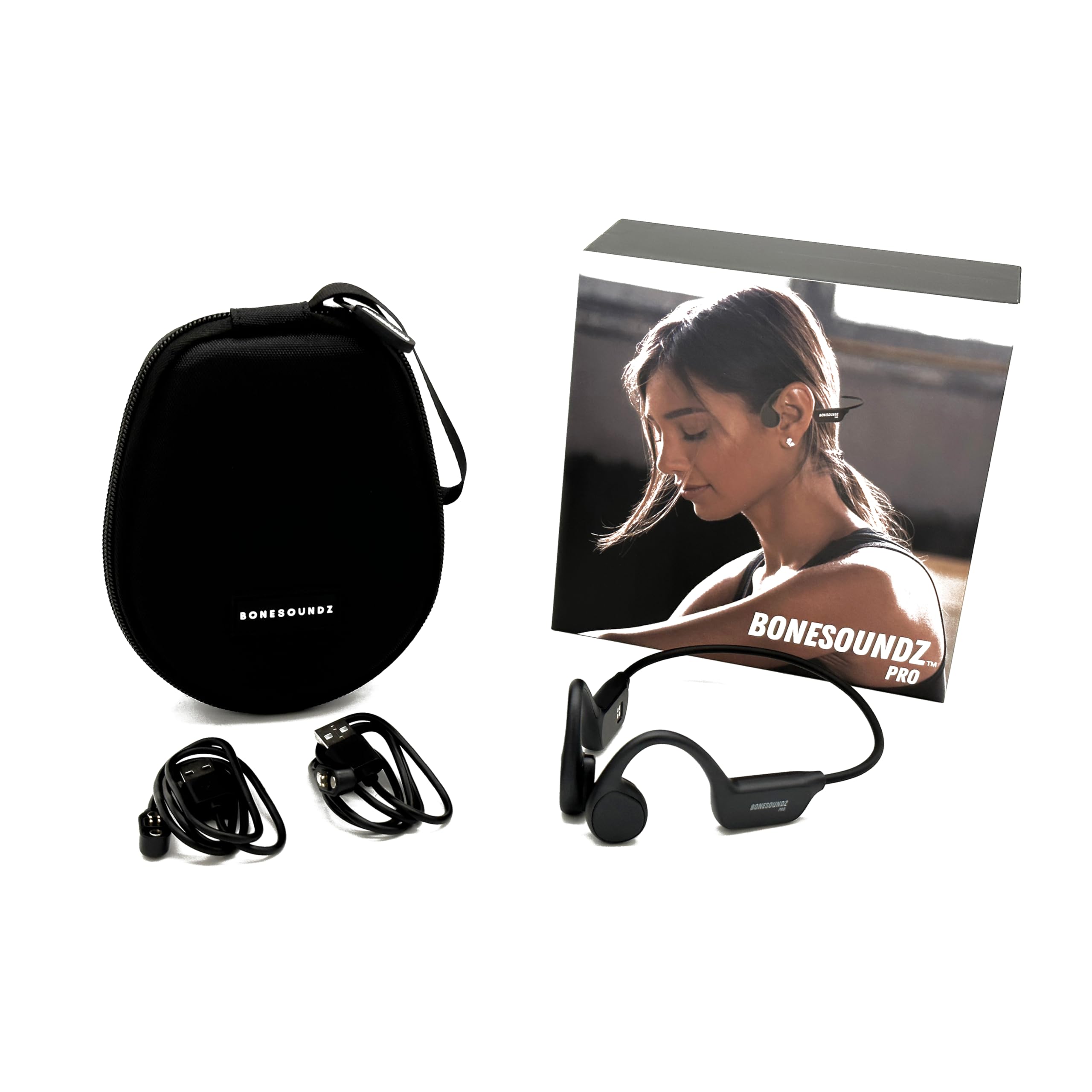 BONESOUNDZ Bone Conduction Pro Headphones, Open Ear, Bluetooth 5.3, IPX8 Waterproof, 16GB Storage, 10 Hours Playtime Wireless Earphones, Lightweight & Comfortable for Swimming, Running, Cycling