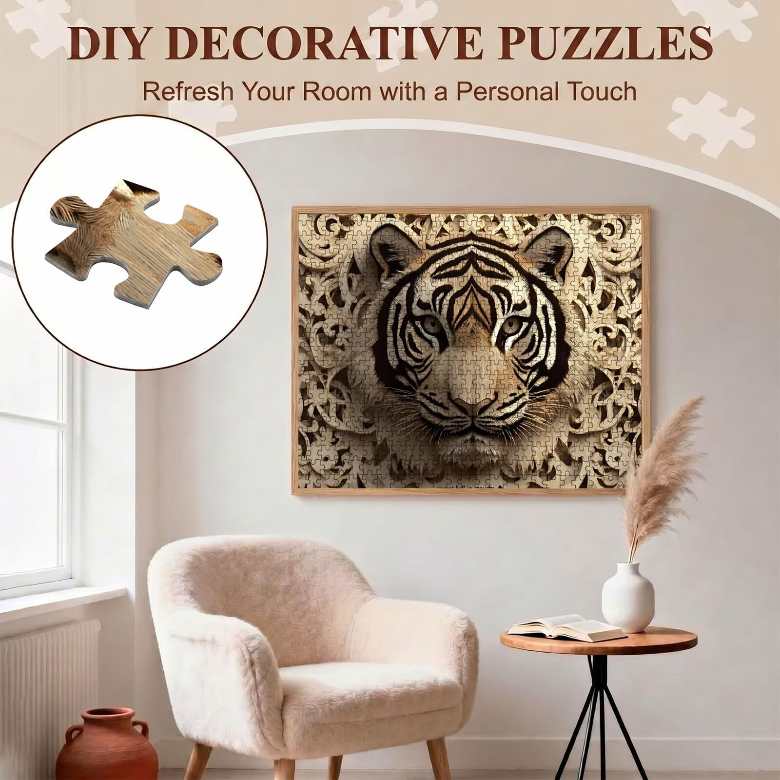 Tigre Intaglio legno Puzzle 4000 Pezzi per Adulti, Puzzle in Legno - Collezione Classica con Poster Incluso - Sfida di Concentrazione e Passatempo Antistress, Gioco per Famiglia, 141 x 87 cm f0-345