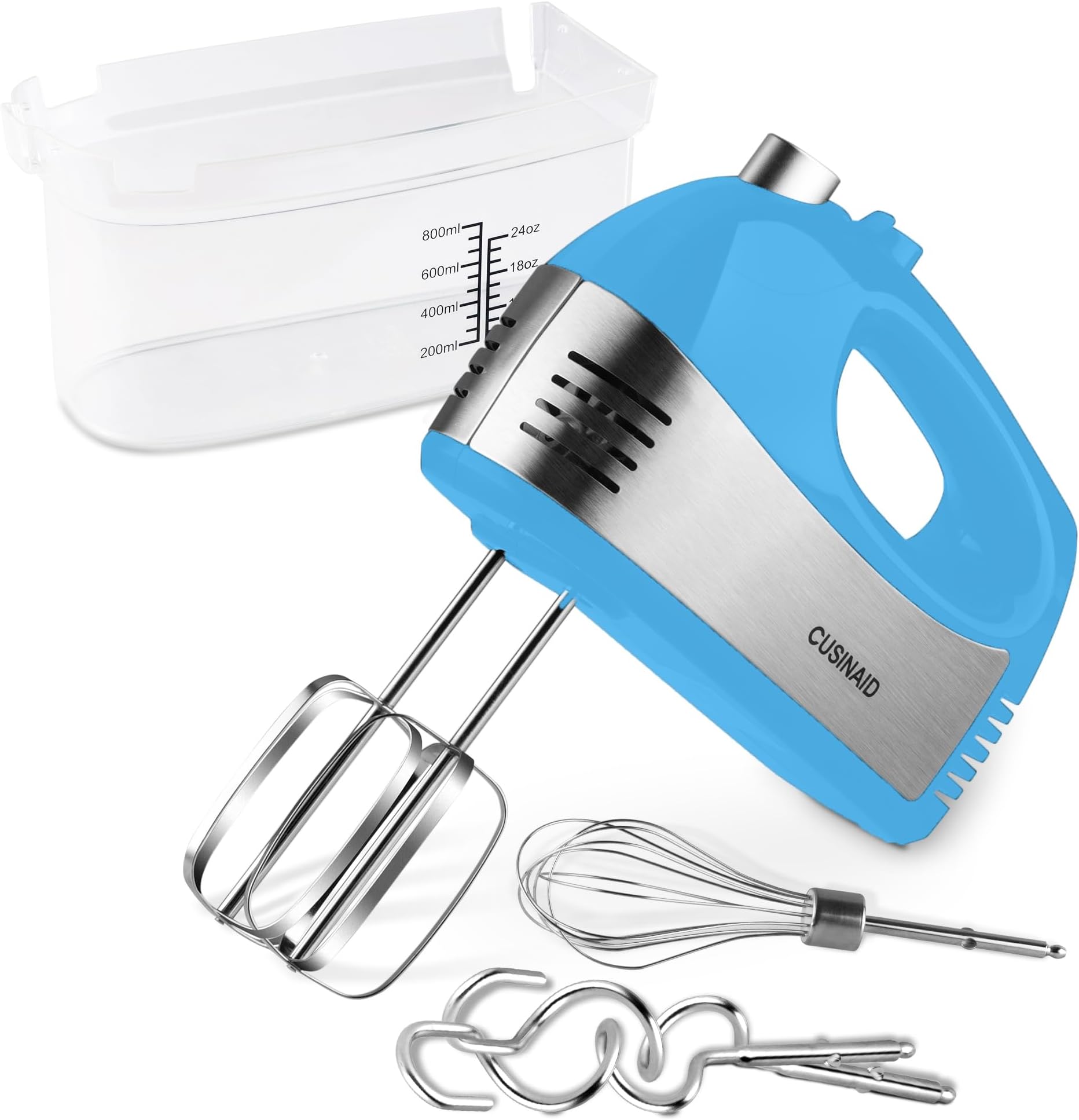 Hand Mixer with 5-Speed 250W Power Advantage Electric Handheld Mixer with Turbo and Easy Eject Button, Includes Storage Case Beaters Dough Hooks and Balloon Whisk…