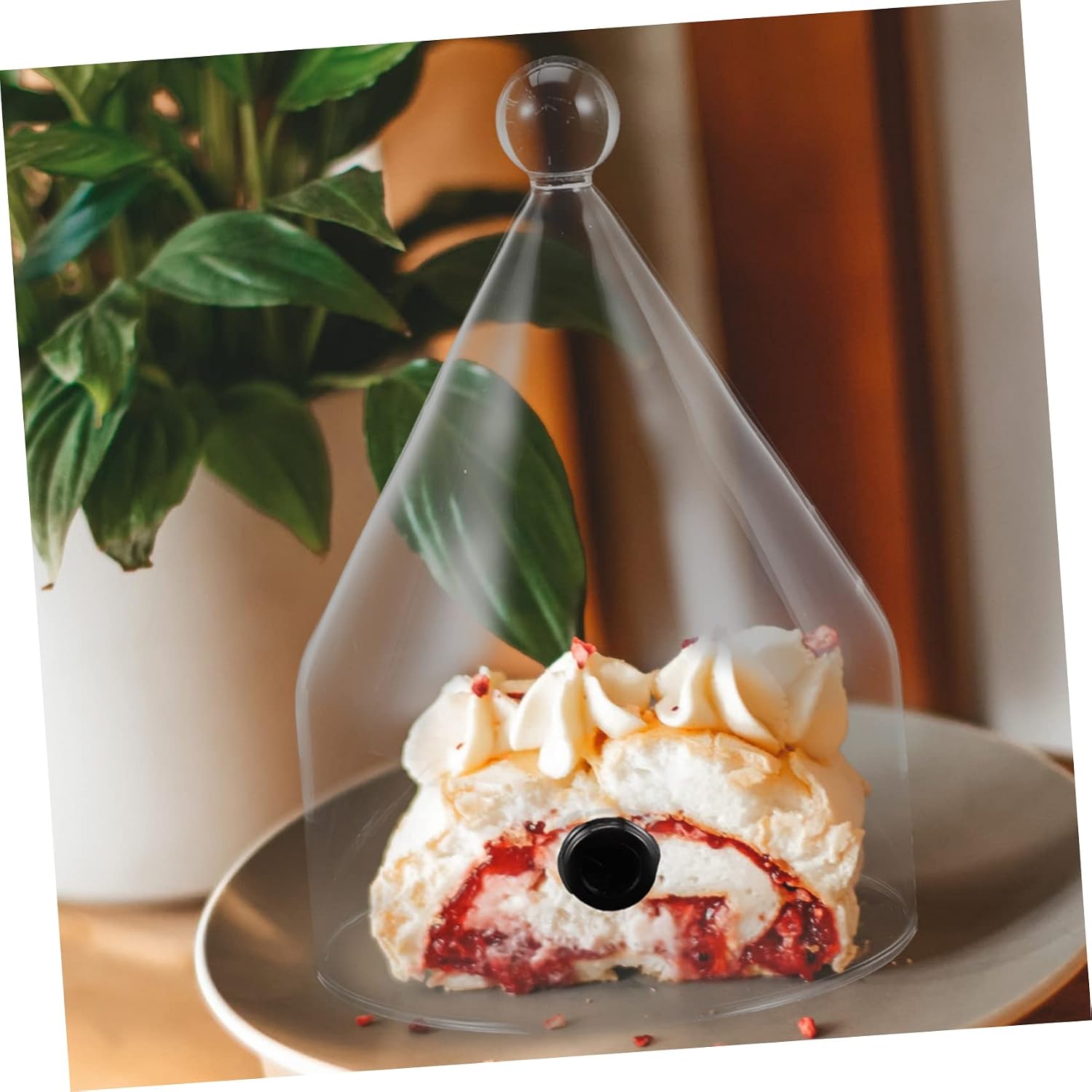 DECHOUS Glass Smoke Cloche Dome Cover Thickened Glass Cover for Desserts Cakes and Food Display Elegant Kitchen Accessory for Home and Restaurants