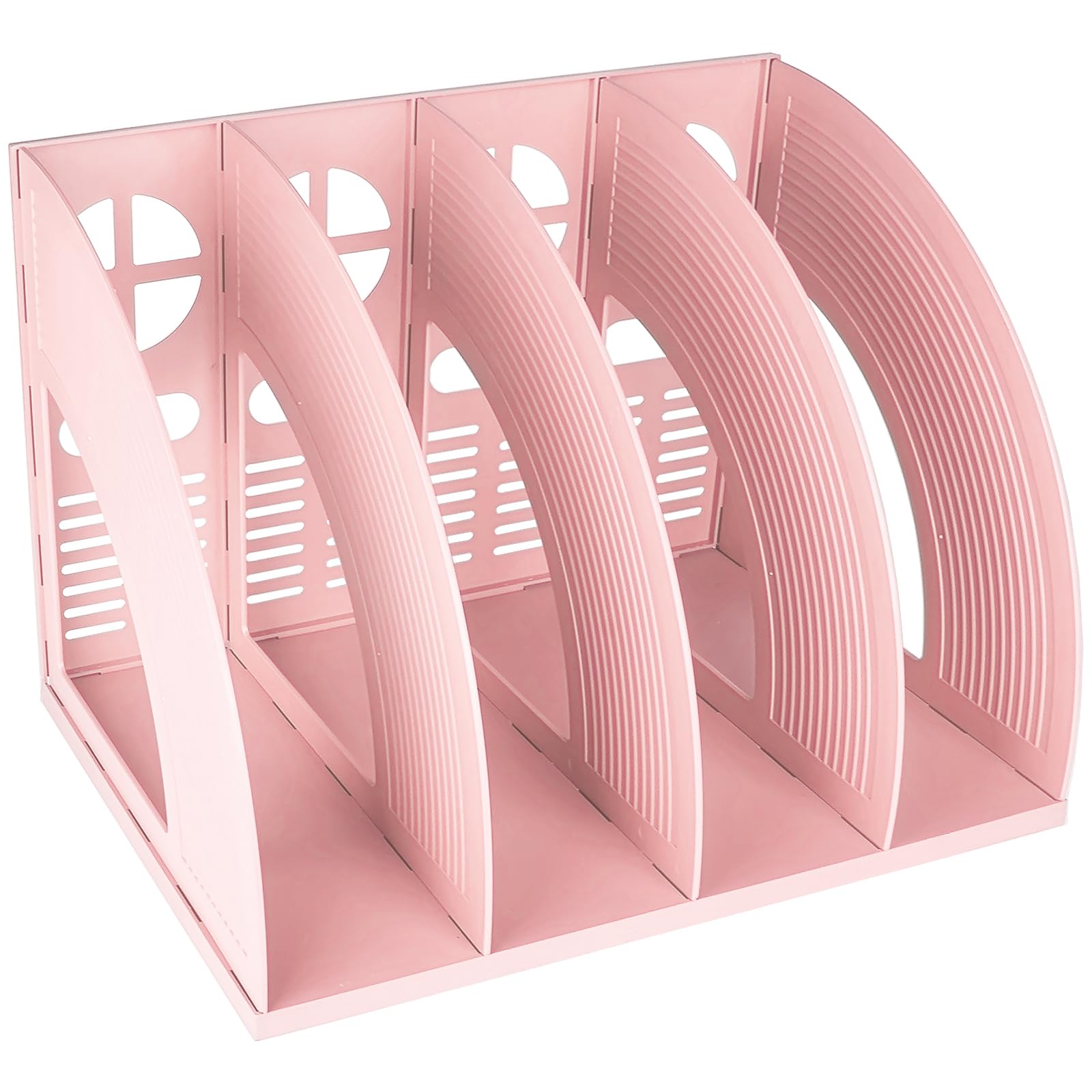SAYEEC Sturdy Magazine Holder 4 Compartments Plastic Desktop File Organizer File Dividers Office Organizer Storage Document Magaizne Rack Display Box