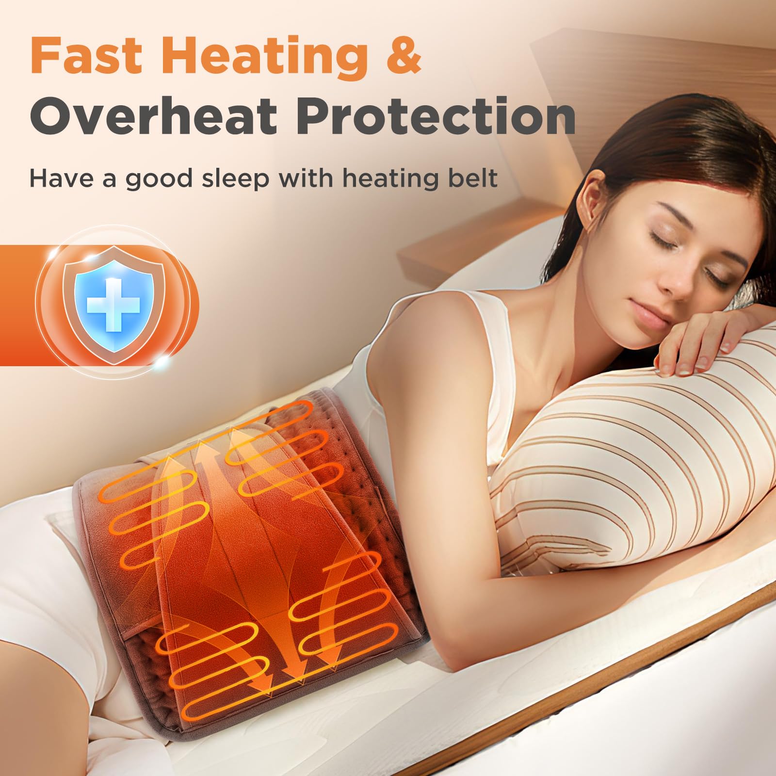 Coperta elettrica contro il mal di schiena, 30 x 120 cm cuscino termico per dolori di regolazione, pad riscaldante per schiena, 10 livelli di calore, 4 timer, funzione di riscaldamento rapido,