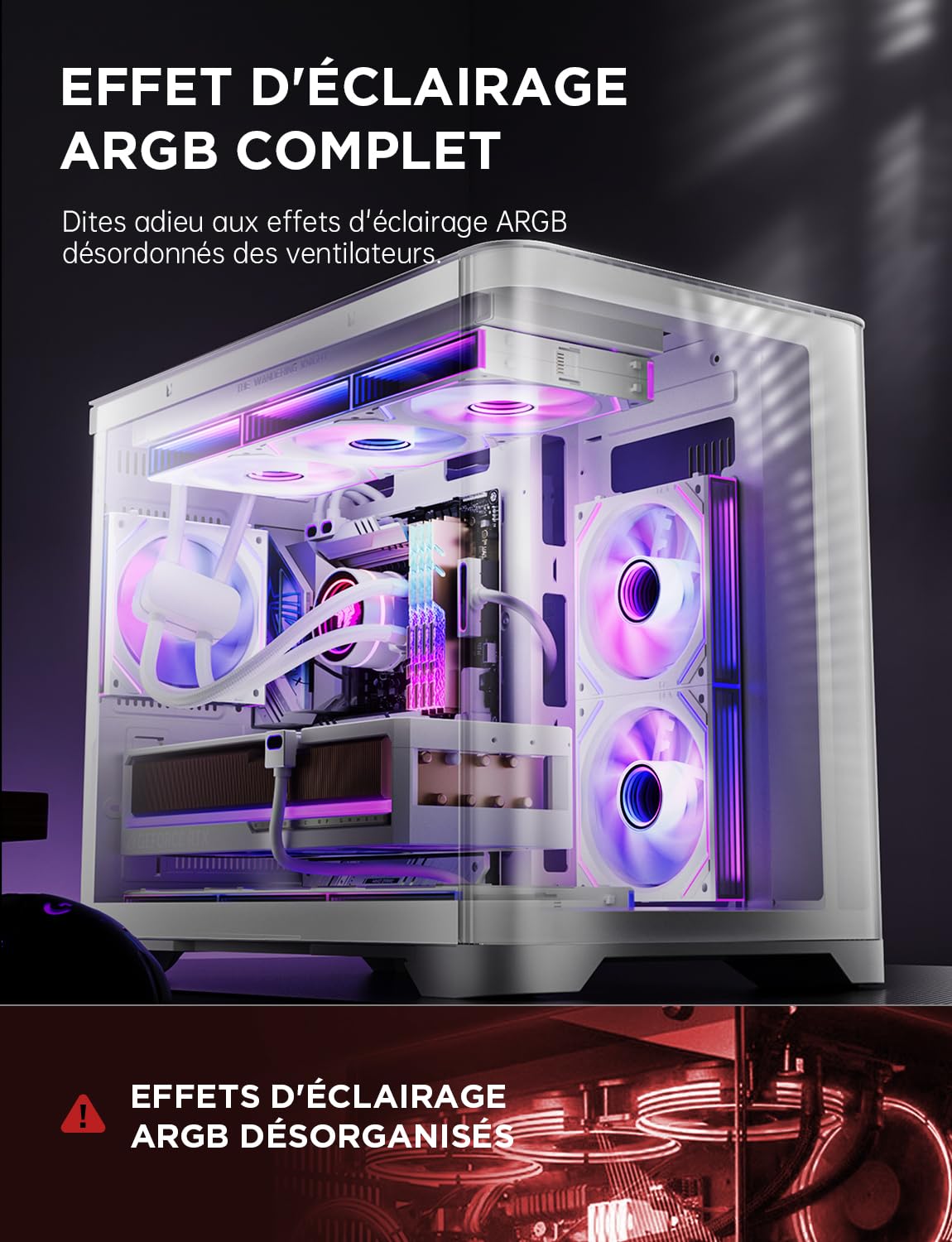 AsiaHorse DAWN Pro ARGB Daisy Chain [Infinity Mirror] [HDB] Ventilateur de PC, inversé, 120 mm, 71 CFM/1850 RPM/2,6 mmH2O 4 broches PWN & 5 V 3 broches ARGB, pour Asus Aura, ASRock (lot de 3)