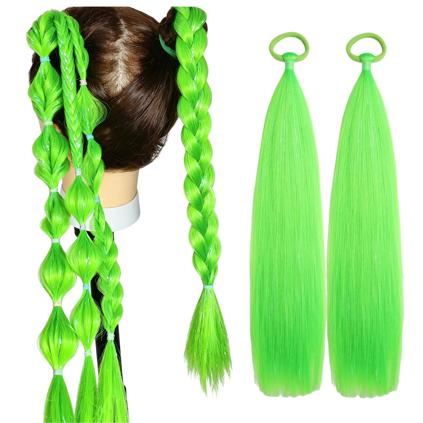 Amazon.co.jp: カラーヘアエクステンション ネオングリーン