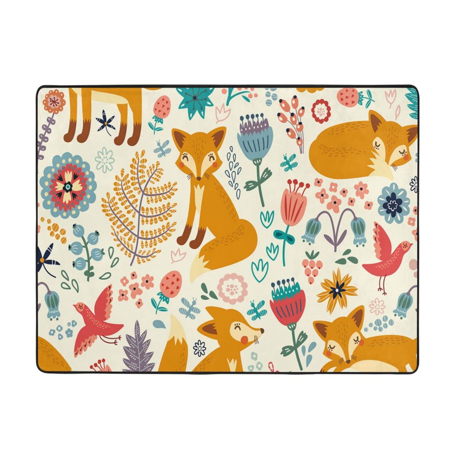Tapis en flanelle motif floral pour chambre à coucher cosy PEIXEN