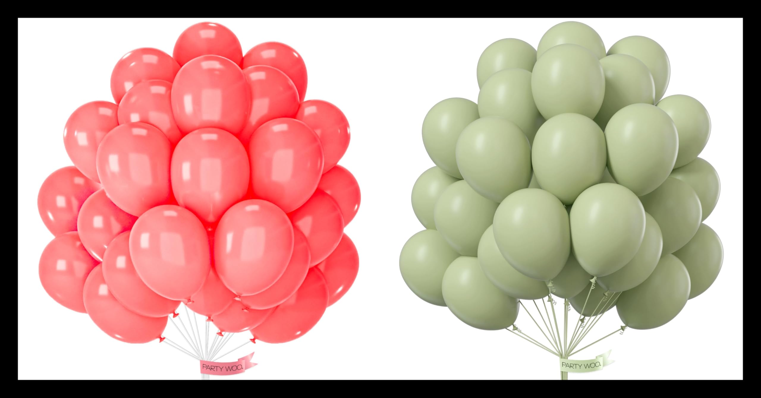 PartyWoo Watermelon Pink Balloons 50 pcs and PartyWoo Beryl Green Balloons 50 pcs