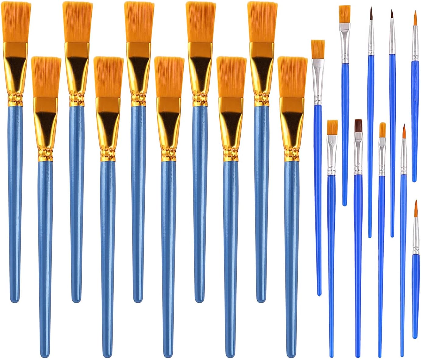 10 Pcs 1 inch Flat Paint Brushes for Acrylic Painting + 10