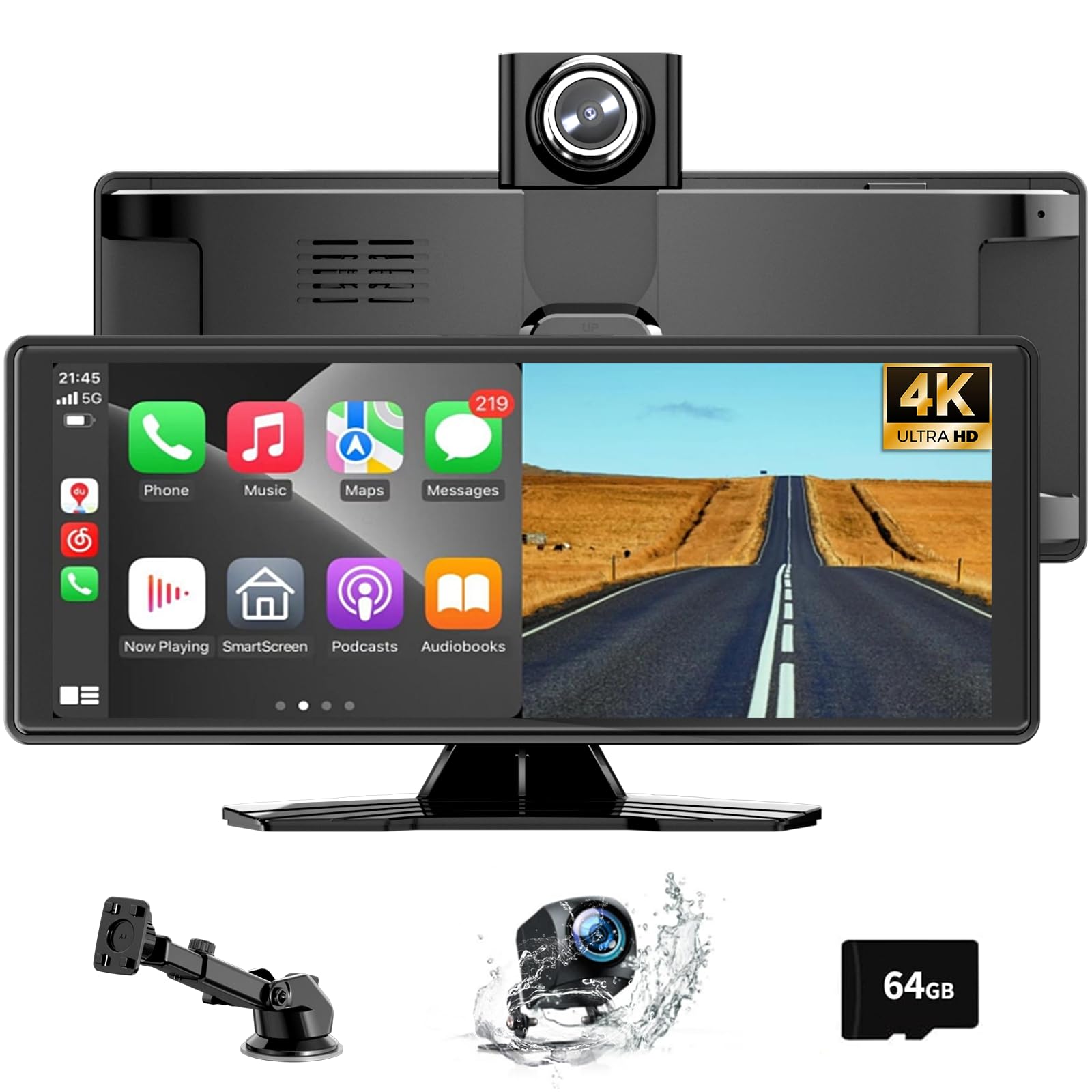 Pantalla Coche, 10,26" Pantalla Carplay Coche para A-pple & Android Auto, Car Play Coches Can Cámara Trasera 1080P, Navegación GPS, Mirror Link, Siri/G00gle Asistente de Voz, FM, AUX, 64G TF