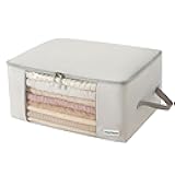 Clothing Storage Bags Clothes Organizer folding fabric bags for sweaters, clothing, garment, bedding, quilt, linens, large folding organizers with zip & window, mothproof underbed space saver bins