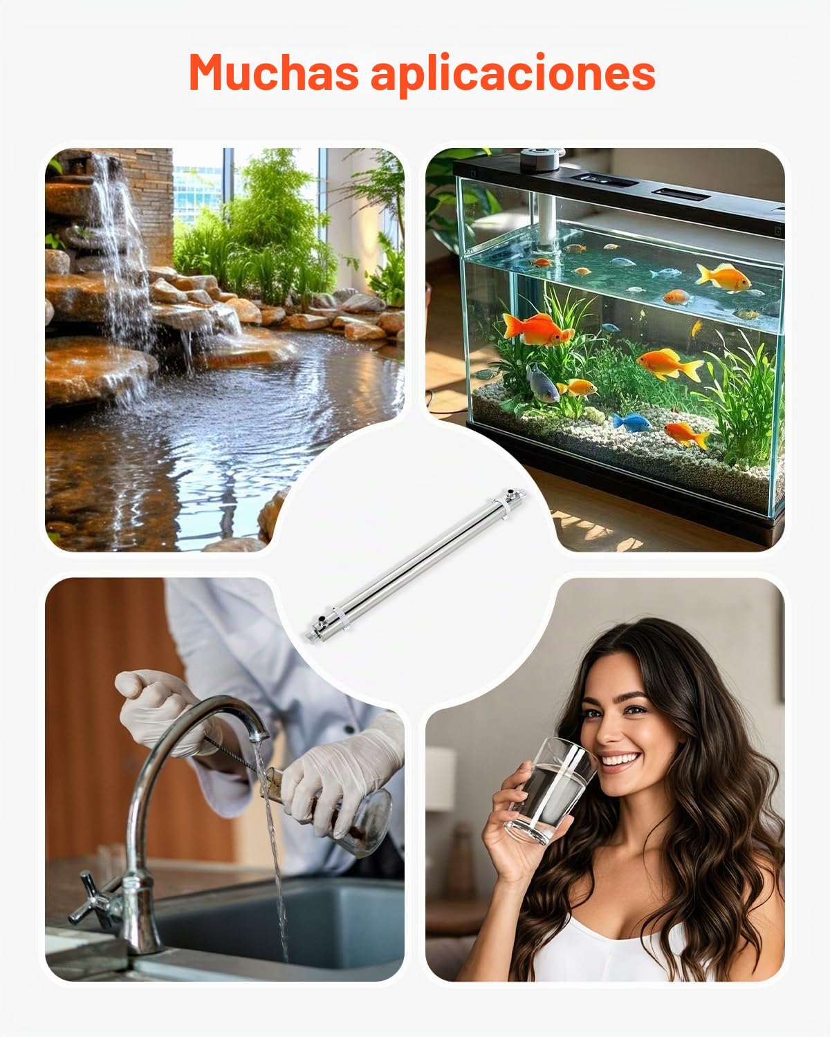 VEVOR 55 W Purificador de Agua Ultravioleta, 12 GPM, Filtro Purificador de Agua Ultravioleta Versátil para Toda la Casa con Carcasa de Acero Inoxidable, Funda de Cuarzo Apto para Ducha, Bebida