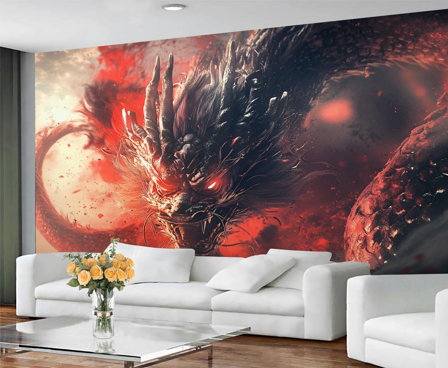 GIVLWF Wallpaper - Dragon Mural & Home Decor, Fantasy Dragon Bedroom Wallpaper, Western Animals Wall Paper for Living Room, Large Mural, Not Self Adhesive