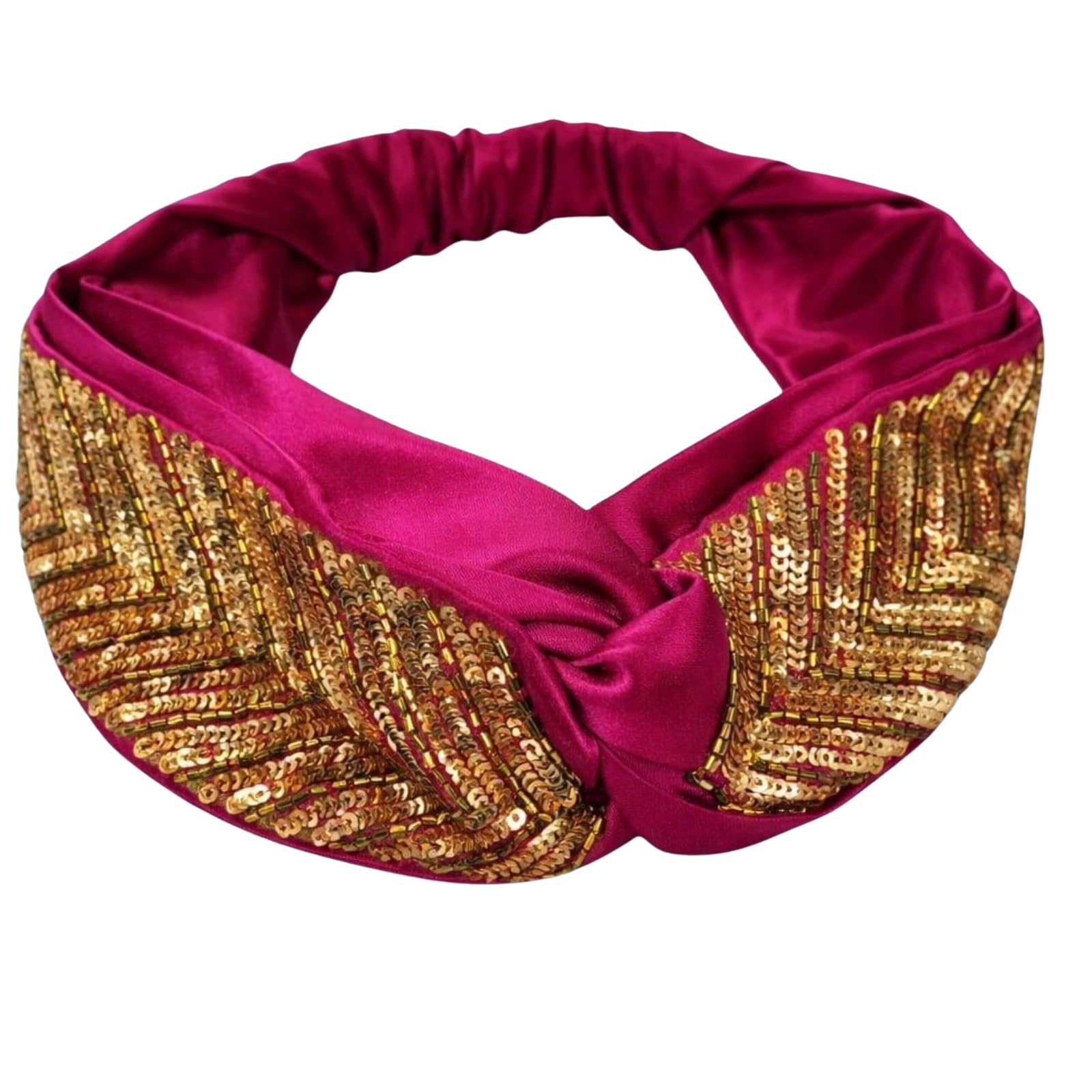 Elegant Pink Sequin Knot Headband for Women & Girls – Premium Satin Turban Hairband with Sparkling Embellishments for Weddings, Parties, Festivals & Special Occasions-image-39