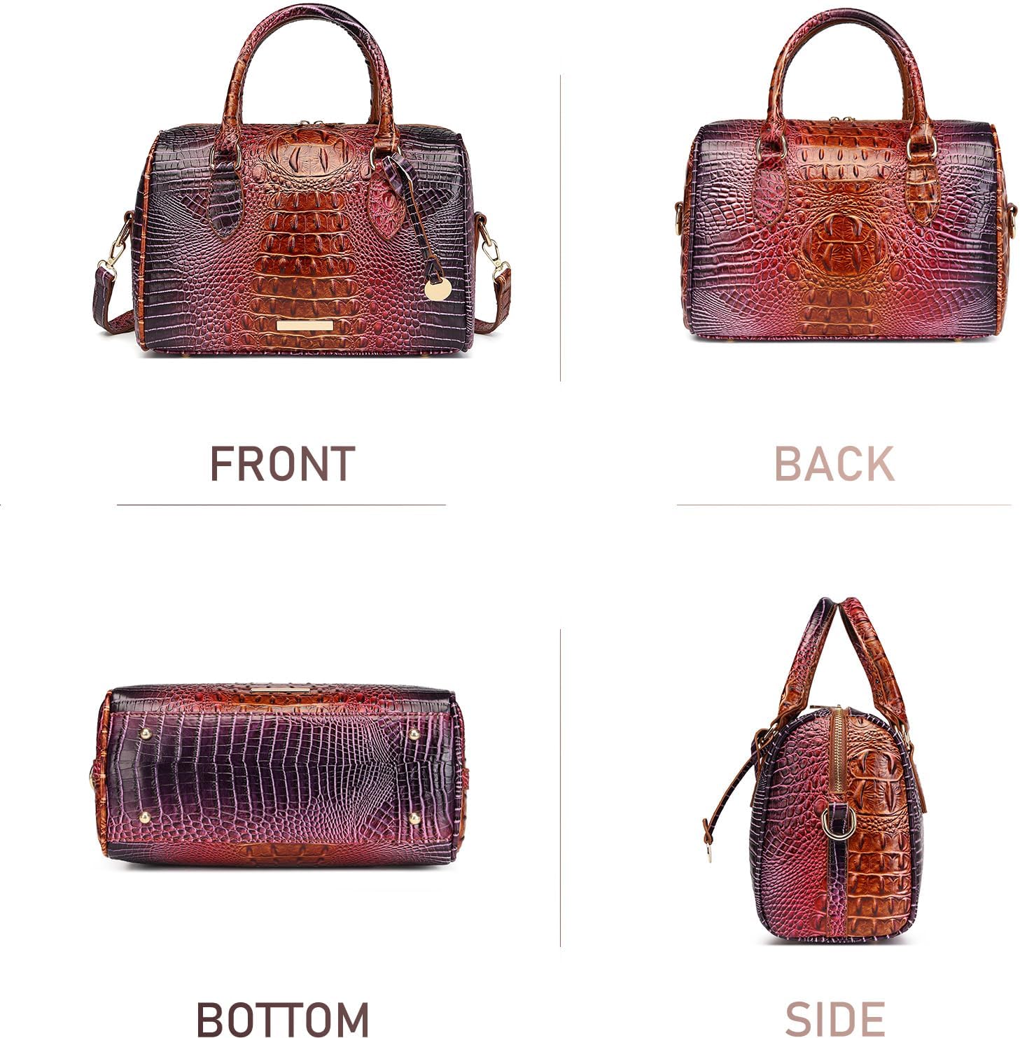 Top-Handle Crocodile Purses For Women Crossbody Leather Bags Trendy Large Capacity Tote with Shoulder Strap - Image 3