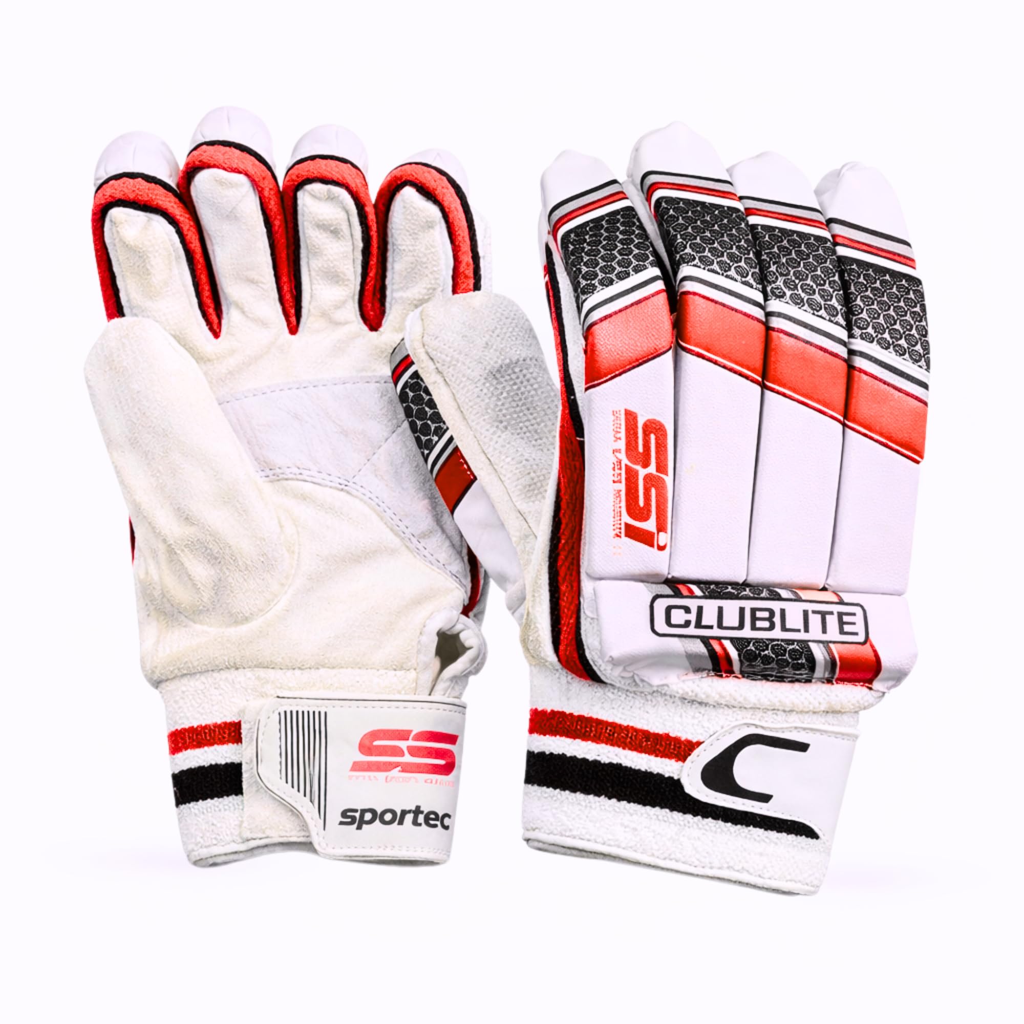 SSI Clublite Cricket Batting Gloves | Comfortable Durable Grip Gloves for Beginners & Club Players | Breathable Design | Leather & Tennis Ball Cricket (Red)-image-47