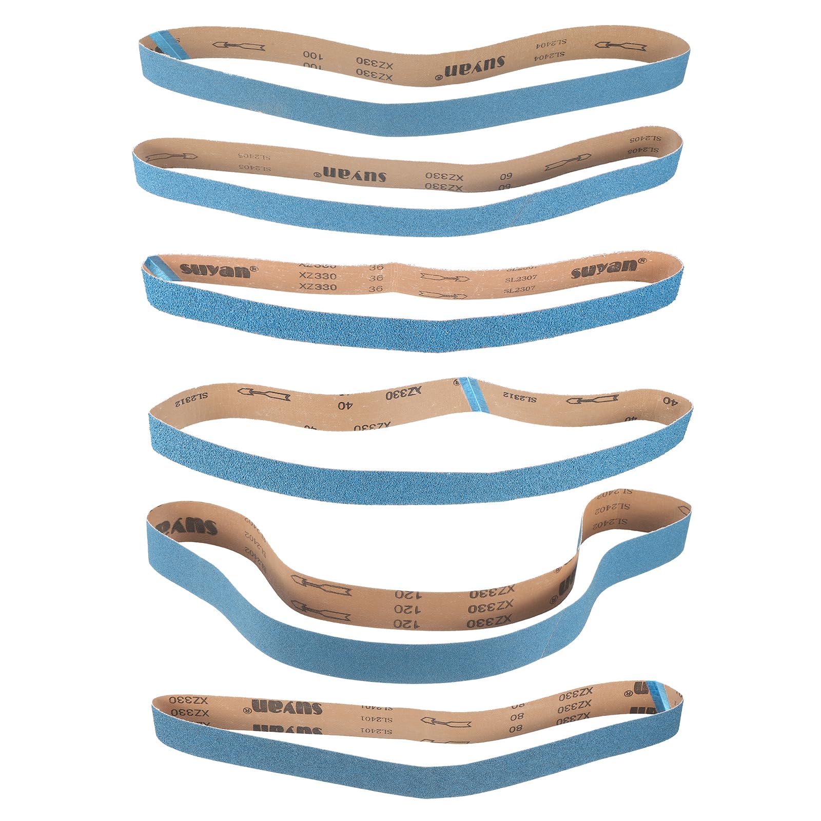 HARFINGTON 6pcs 2 x 48" Sanding Belts 1pcs Each of 36/40/60/80/100/120 Grit Aluminium Oxide Flush Joint Belt Sander Paper for Metal Woodworking
