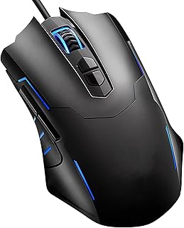 Puroso Wired Gaming Mouse, RGB Gaming Mouse with 5 Adjustable DPI Up to 7200, 4 Polling Rates, 7 Programmable Buttons, Ergonomic PC Mouse for Windows PC Gamers