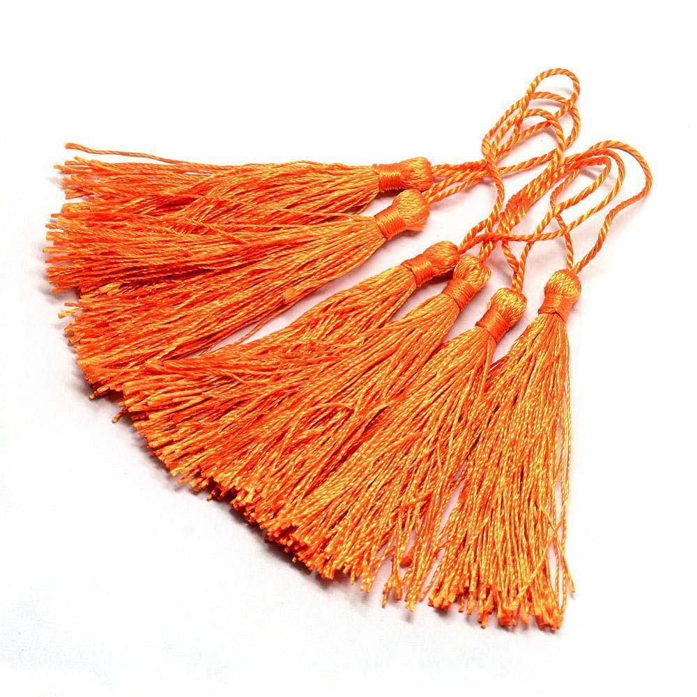 Qpsupplies Orange 50 X 13.5Cm Silky Crafts Making Tassels - Bookmarks, Scrapbooking And Cardmaking