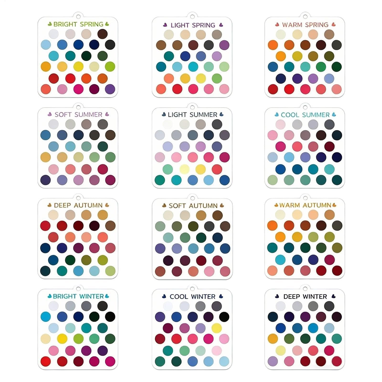 Palette D’échantillons En Acrylique Transparent - Cartes De Sélection De Couleurs Saisonnières - Guide De Style Personnel - Ensemble De 12 Pièces 6 Cm 120g