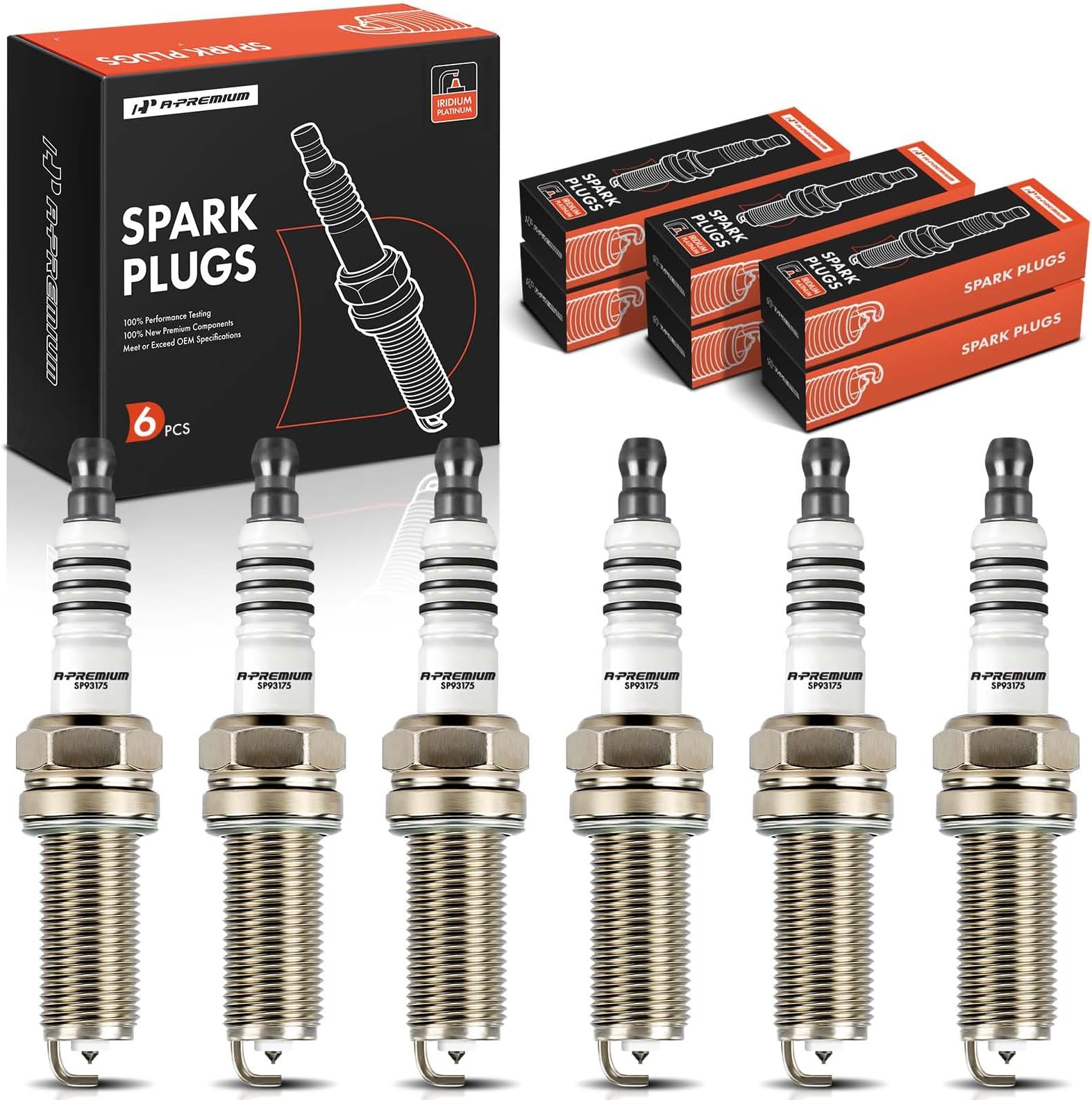 A-Premium 6Pcs Iridium Spark Plug Compatible with Honda Accord & Jeep Grand Cherokee & Dodge Grand Caravan & Kia Sorento & Hyundai Santa Fe & Chrysler Town & Country & Mitsubishi Outlander & Acura RDX