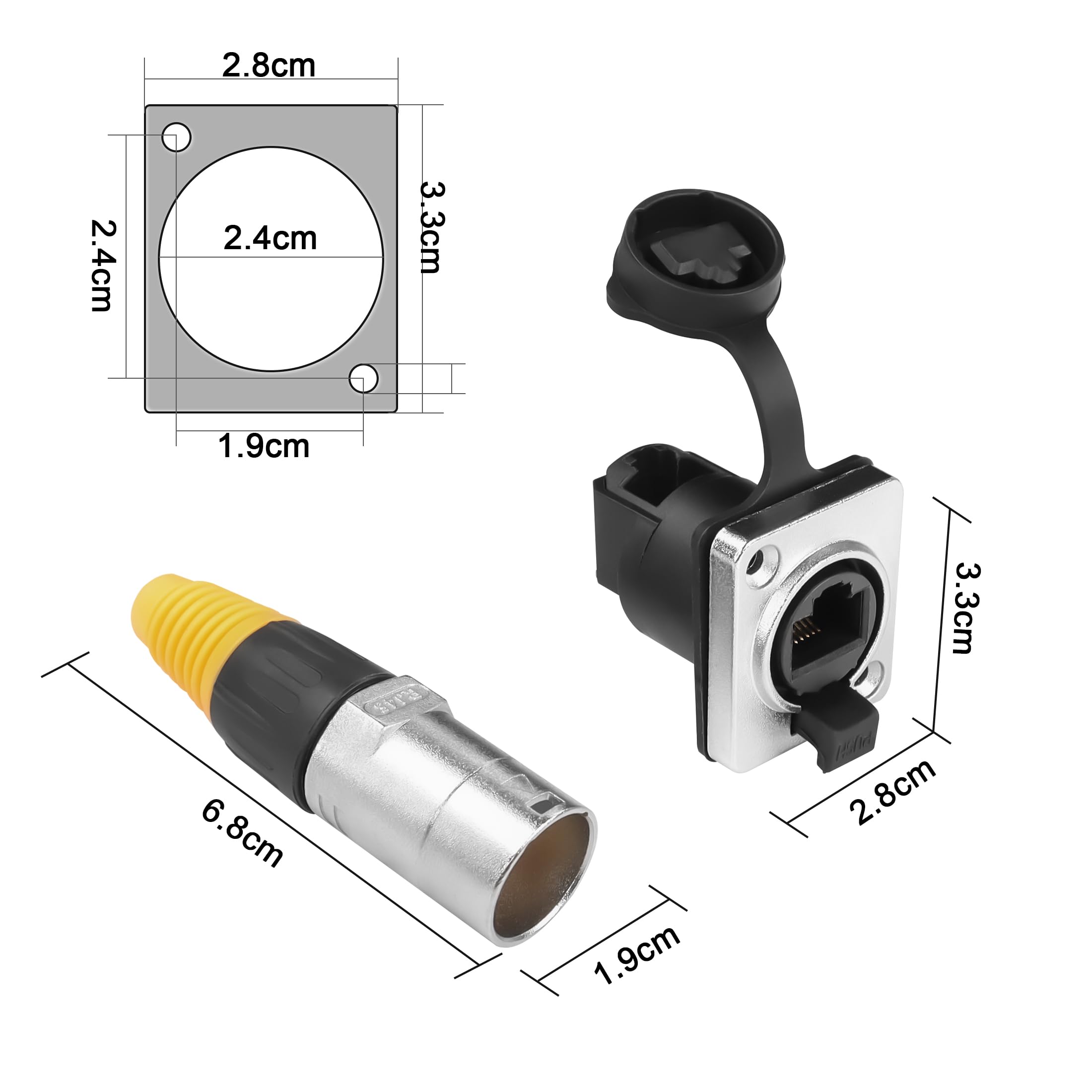 YACSEJAO Interfaccia RJ45, presa impermeabile, connettore ad angolo retto RJ45, IP65, impermeabile, Cat5/5e/6, 8P8C, Ethernet LAN Extension Coupler Assembly per interni ed esterni, 2 paia