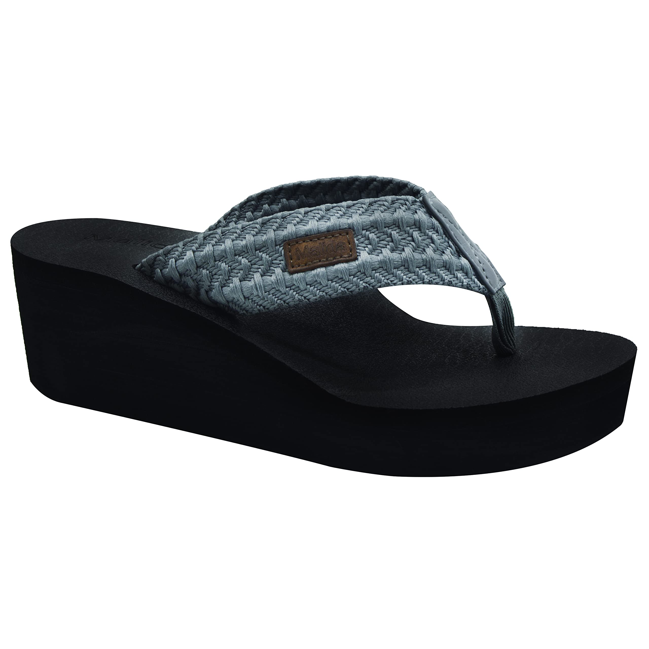 MALIDA Womens Wedge Arch Support Flip Flops Cushion Soft Rubber Midsole Platform Thong Sandals with Rubber Sole