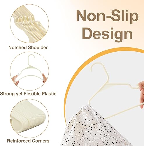 Miniatura 2 de VECELO Paquete de 25 perchas de ropa, colgador de plástico antideslizante, gancho giratorio de 360 y ahorro de espacio para armario de dormitorio,