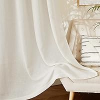 Vista 92 de NICETOWN Cortinas semitraslúcidas con textura de lino, con ojales, tratamiento de ventanas, cortinas verticales de lino con filtro de luz para sala