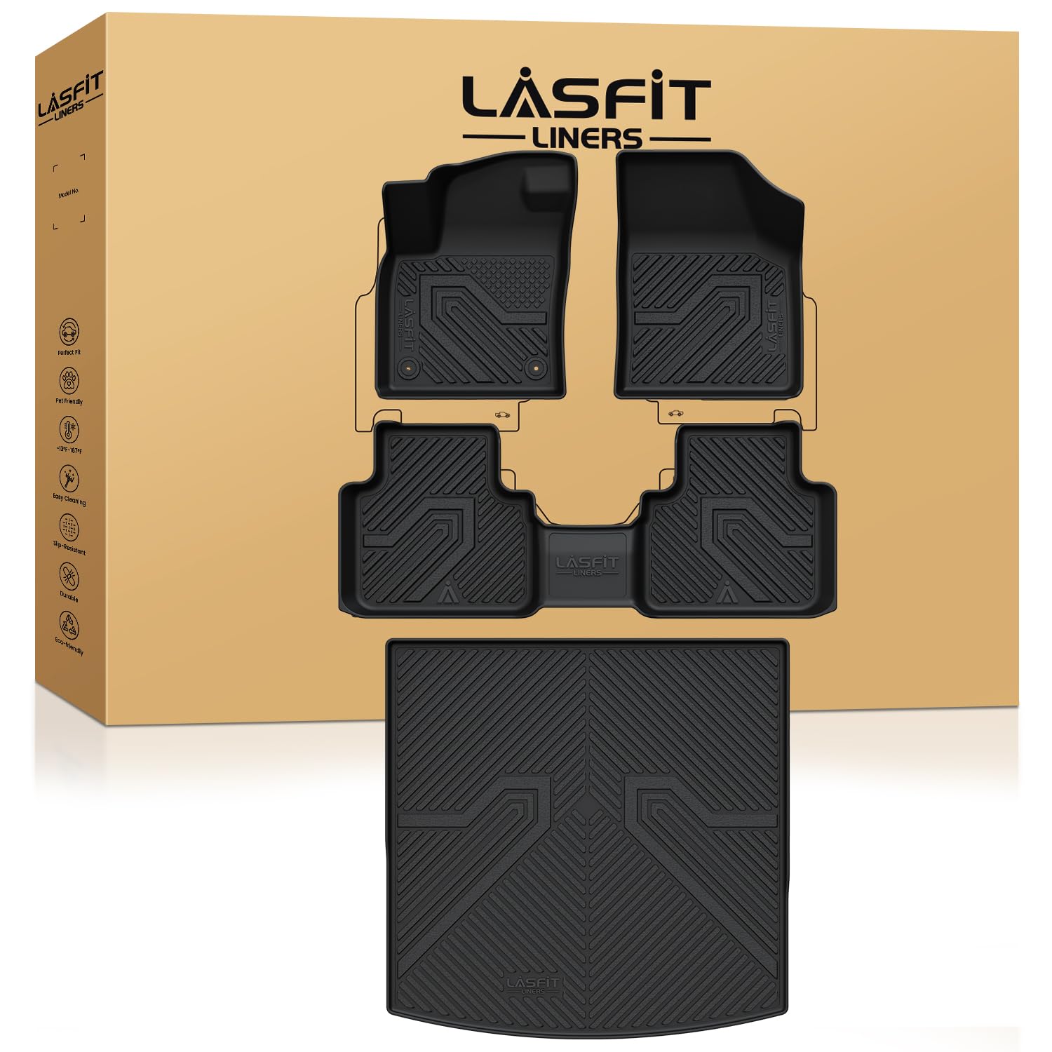 LASFIT Floor Mats and Cargo Liner for VW Atlas Cross Sport