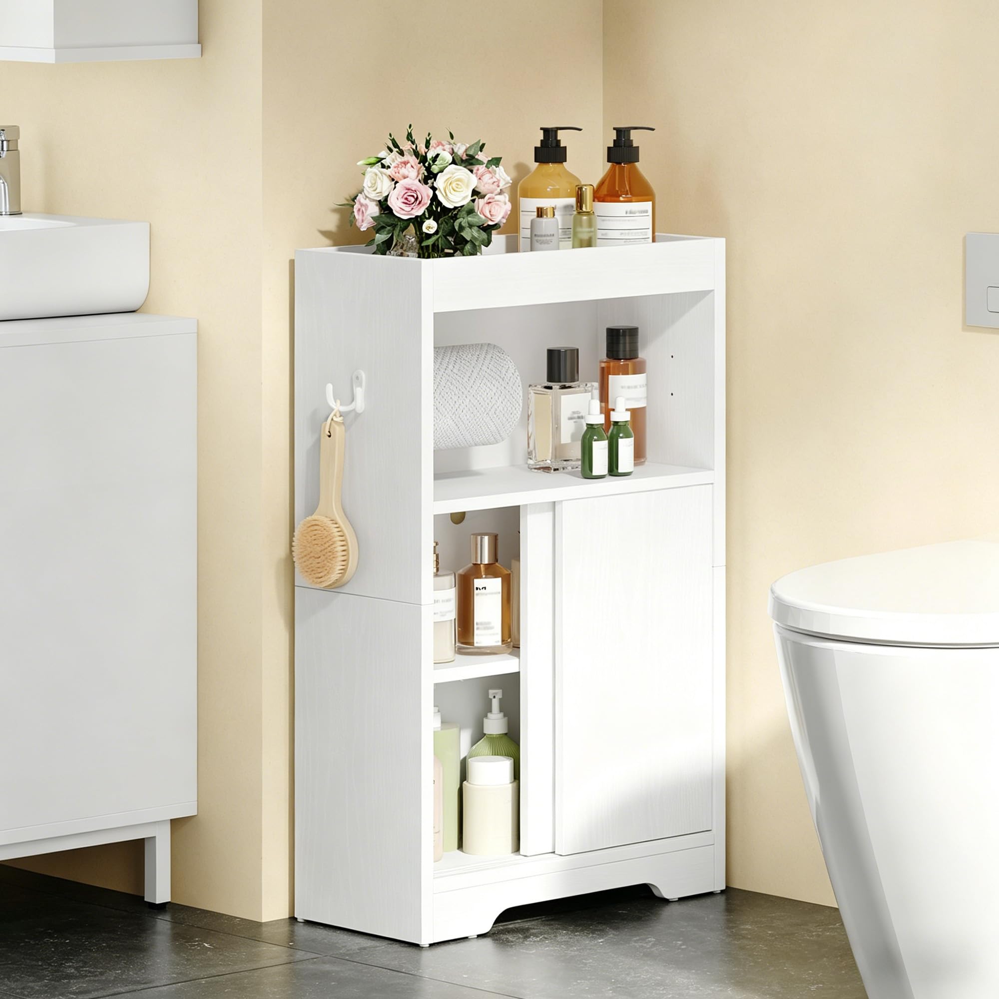 Photo 1 of ** PARTS ONLY UNKNOWN IF MISSING PARTS, NOT AN ORIGINAL PACKAGING**
Hzuaneri Slim Bathroom Storage Cabinet, Toilet Paper Storage Cabinet with Sliding Doors, Small Cabinets with Toilet Paper Holder, Adjustable Shelf, Next to Toilet, for Small Spaces,7.9"Dx