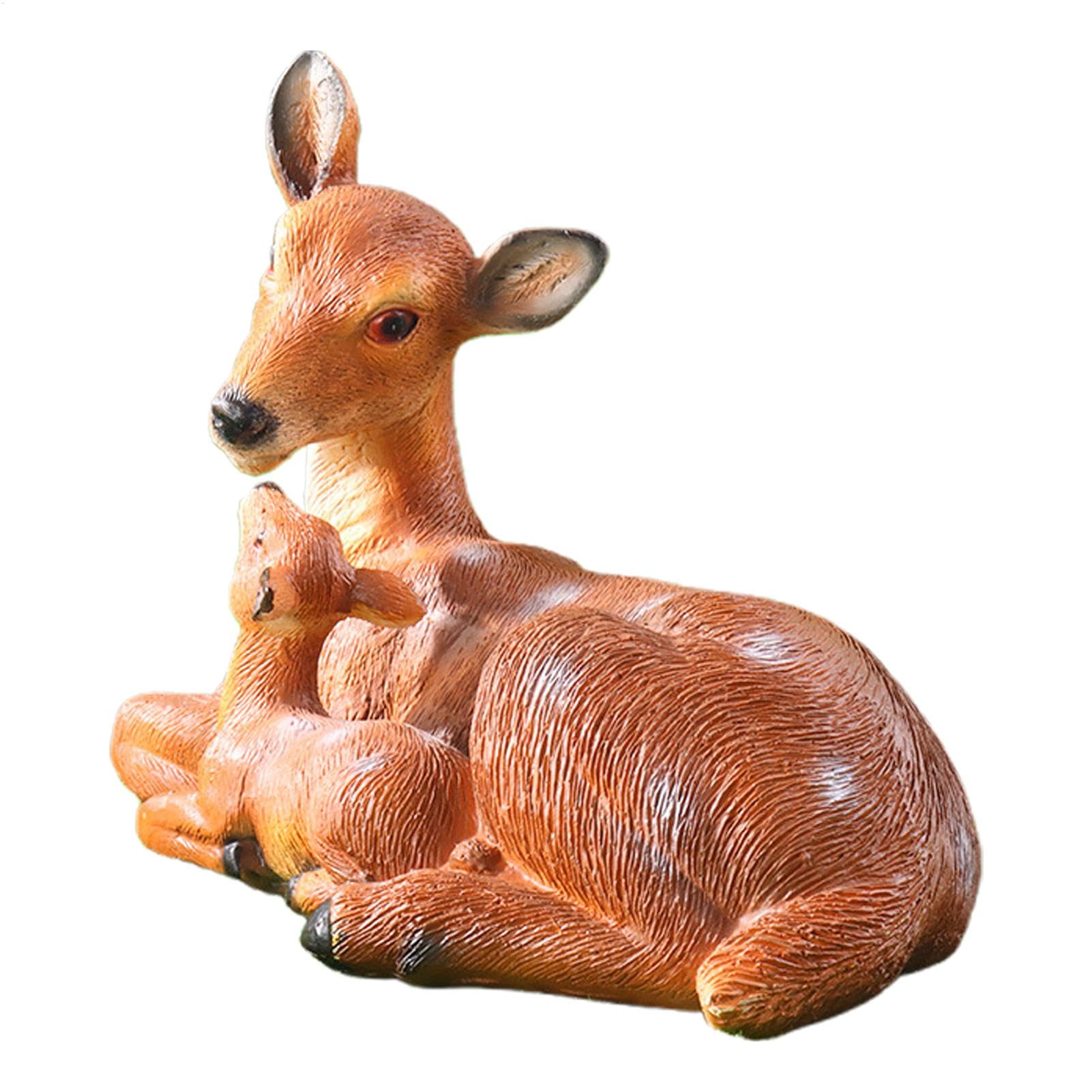 Ornement de biche et son faon pour célébrer la tendresse de la nature au jardin