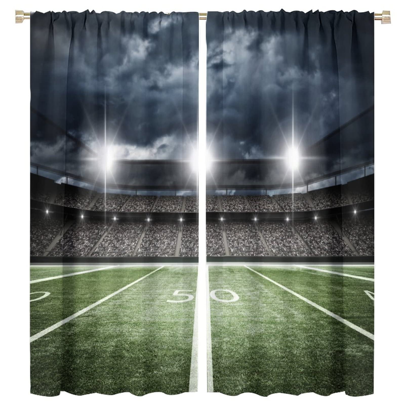 JESTRONRY Football Sport Curtains,American Football Stadium Arena Blackout Rod Pocket Window Drapes for Boys Kids Teens Men Bedroom Living Room Home Decor W63xL72in