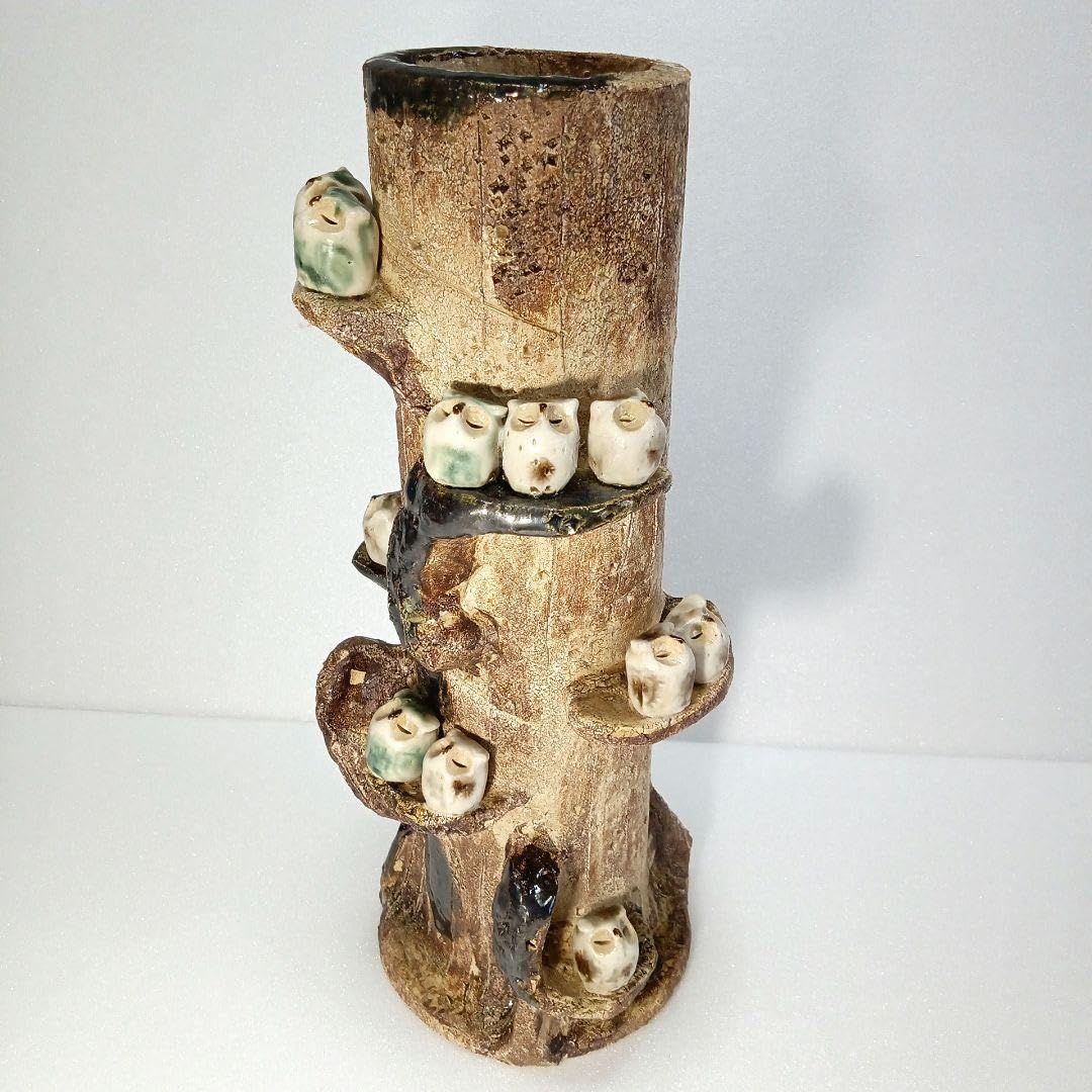 Amazon.co.jp: 幸福 の 鳥 フクロウ タワー 縁起物 花入 : ホーム