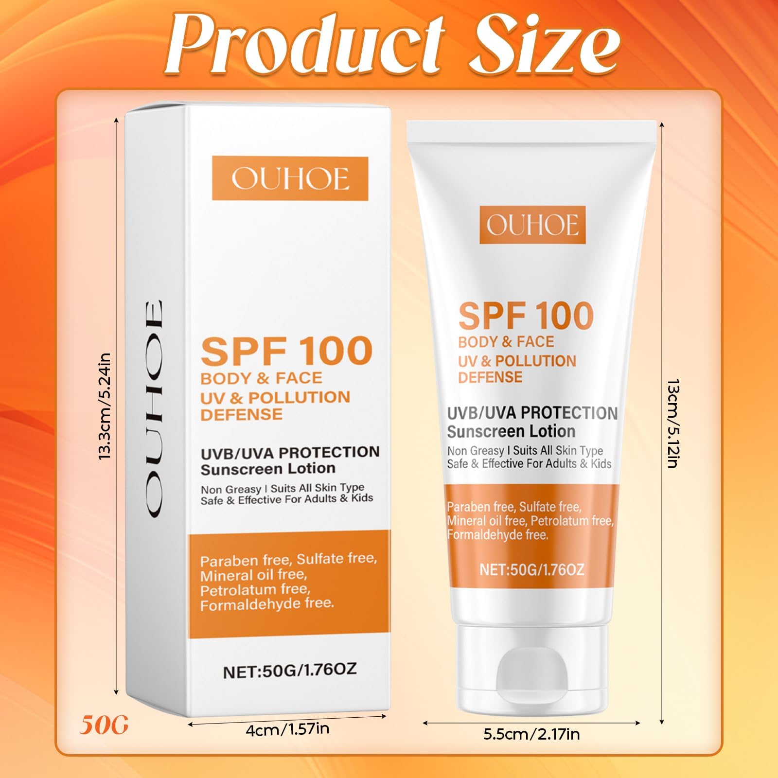 Crema Solare Viso SPF 100, Protezione Solare 100 SPF, Una Crema Solare Idratante, Waterproof, Non Grasso, Forte Protezione UVA/UVB, per Corpo e Viso Difesa