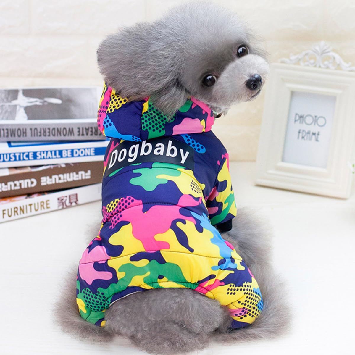 ULTECHNOVO Hundewinterjacke Camouflage Für Kleine Hunde Wasserabweisendes Warmes Design Mit Knopfverschluss Für Outdoor-aktivitäten s Schwarz