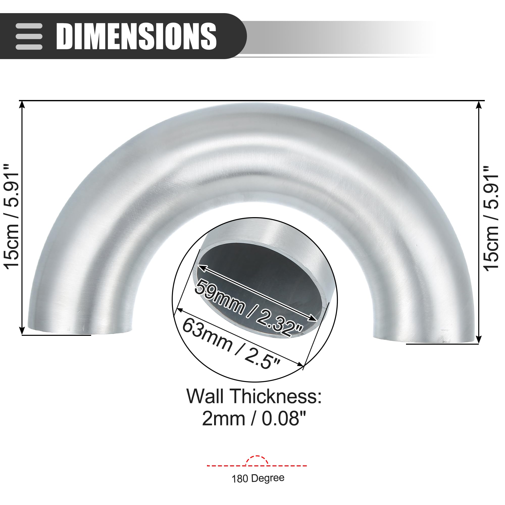 ETL INDUSTRIES OD 2.5" (63mm), Leg Length 6" (152mm) 45 Degree Aluminum Pipe, 2.5 - View #12