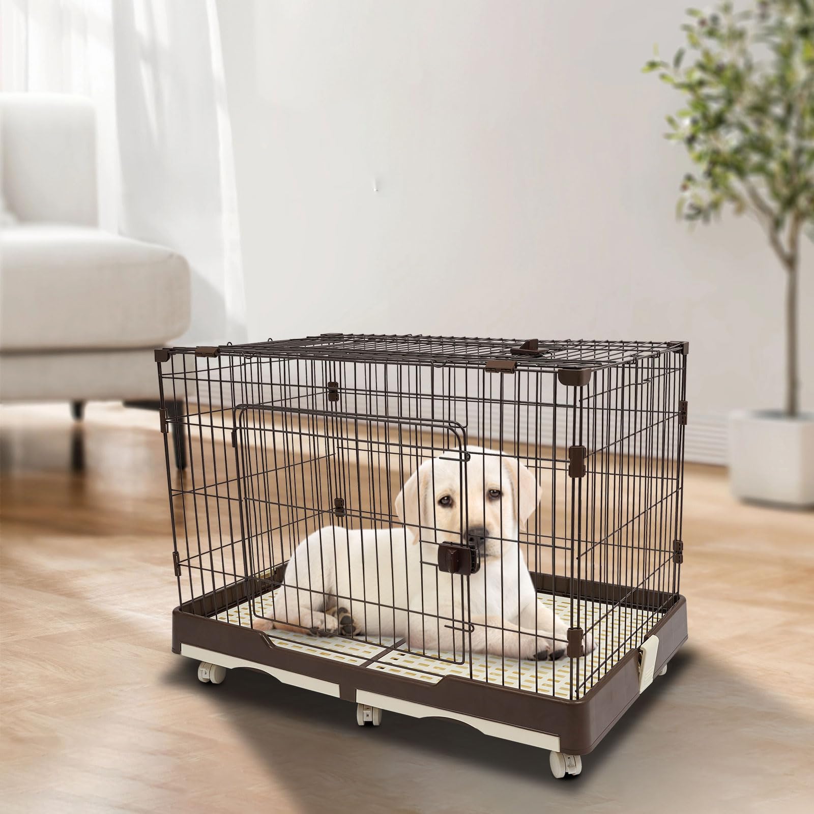 Haustierkäfig,Haustiertransporter,transportabler Haustierkäfig Kaffee Farbe Haustier Käfig Reisekoffer für Tiere - Praktischer Tiertransport