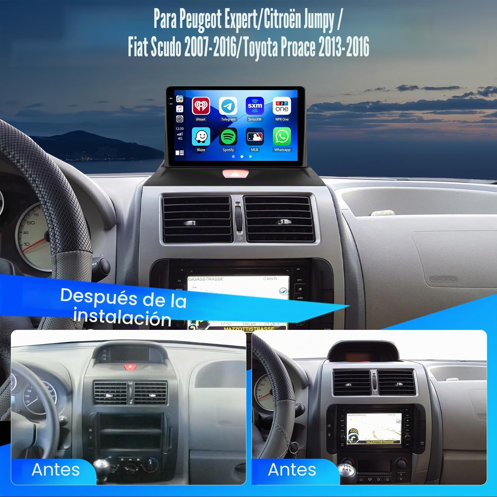 Autoradio para Citroen Jumpy/Peugeot Expert/FIAT Scudo/Toyota Proace