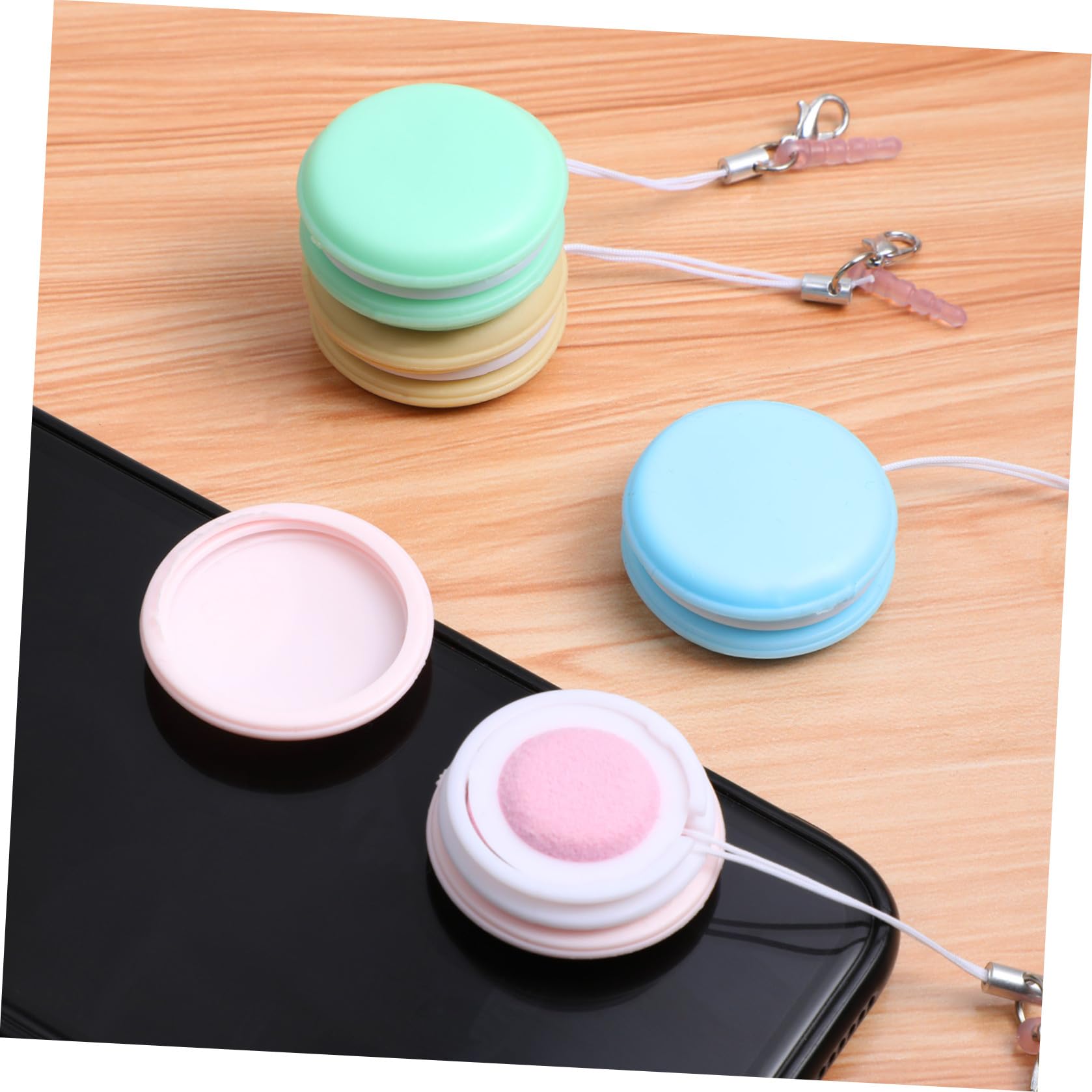 Gadpiparty Schermo Pulitore Macaron per Smartphone e Lenti Fotocamera, Panno per Pulizia dello Schermo, con Cordoncino, 4 Pezzi
