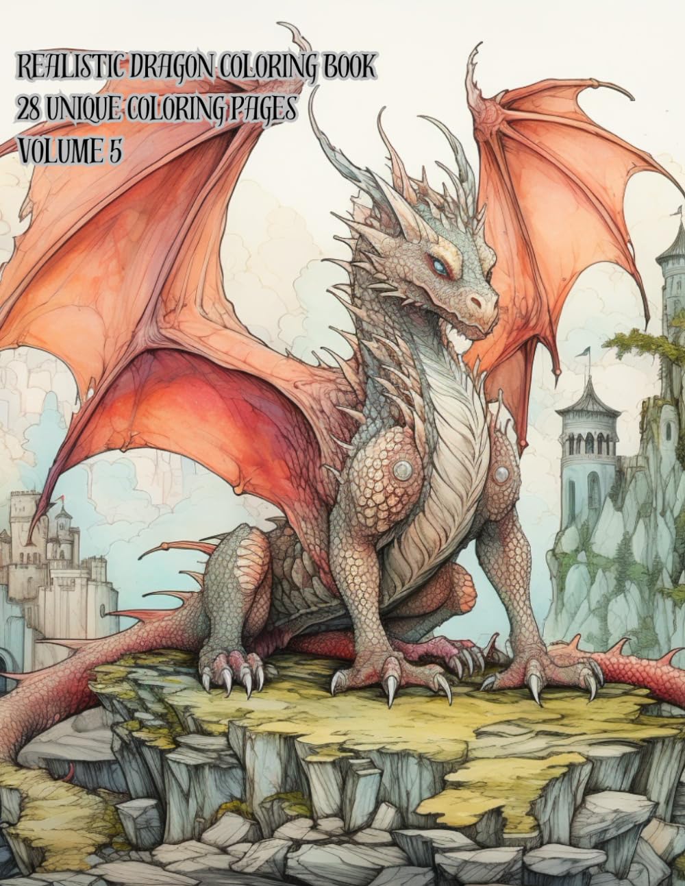 Realistic Dragon Coloring Book Volume 5: Adult, Pre-Teen, Teen realistic dragon images coloring book, color pencil coloring 8.5 x 11
