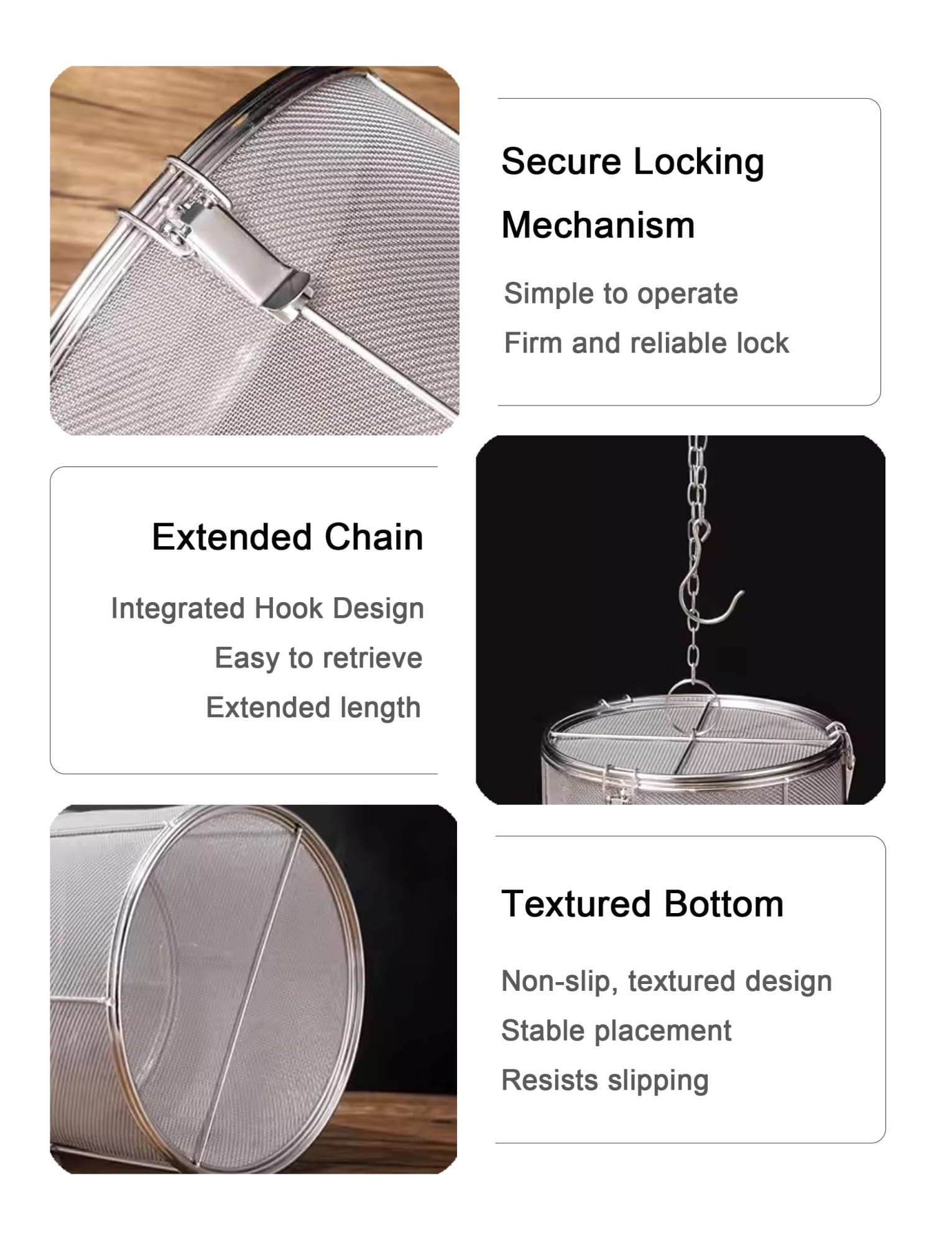 Tee-Ei aus Edelstahl, 9,8 cm, Tee-Ei zum Kochen und Brauen, integriertes Haken-Design für einfaches Herausnehmen, perfekt für losen Tee und Gewürze
