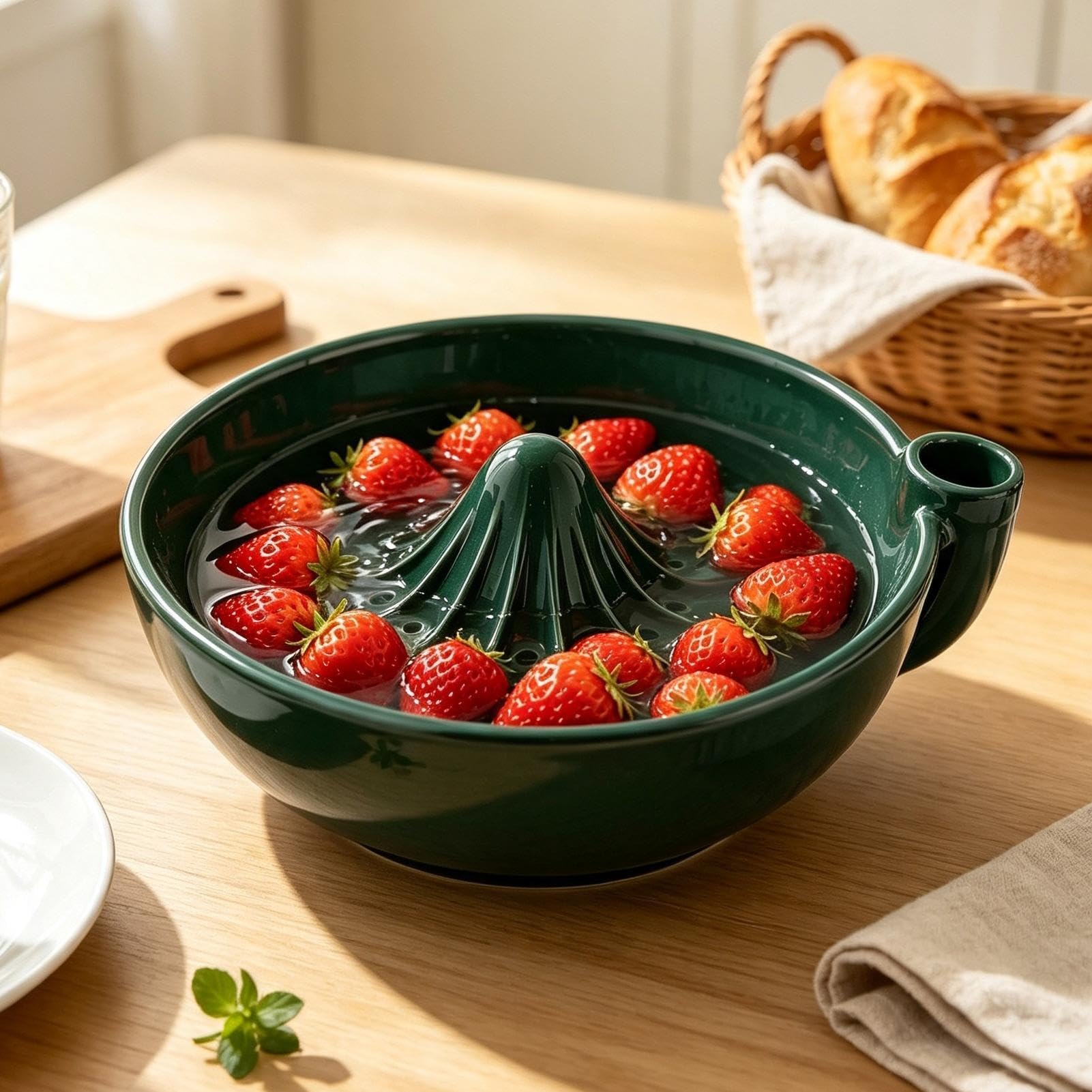 de bayas de cerámica con enjuague de agua | Cuenco con agujeros de drenaje y colador para ensalada, fresca, cocina, frigorífico, alimentos